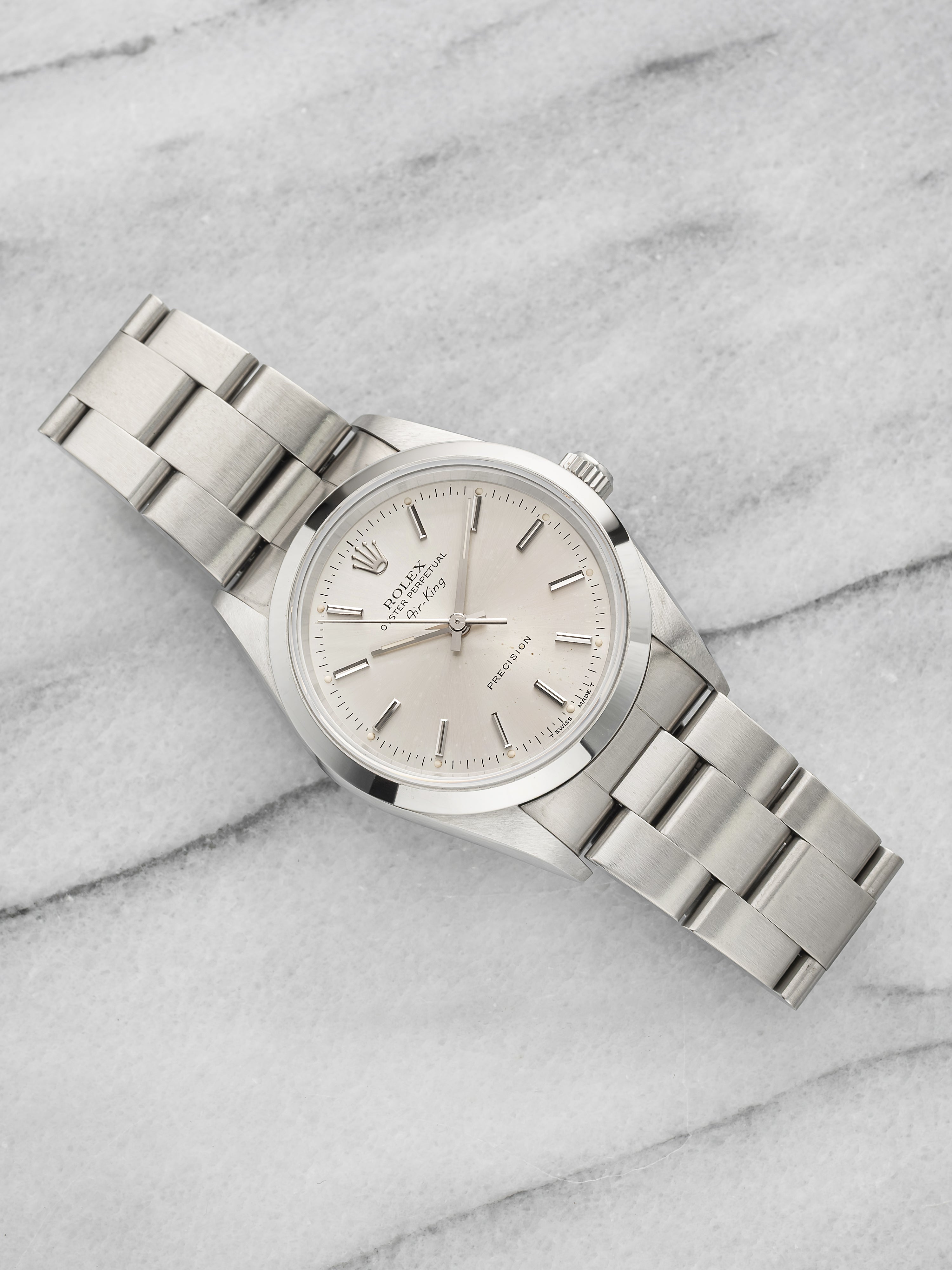 Vintage 1996 Rolex Air-King 14000 Stainless Steel Silver Dial Automatic 34mm