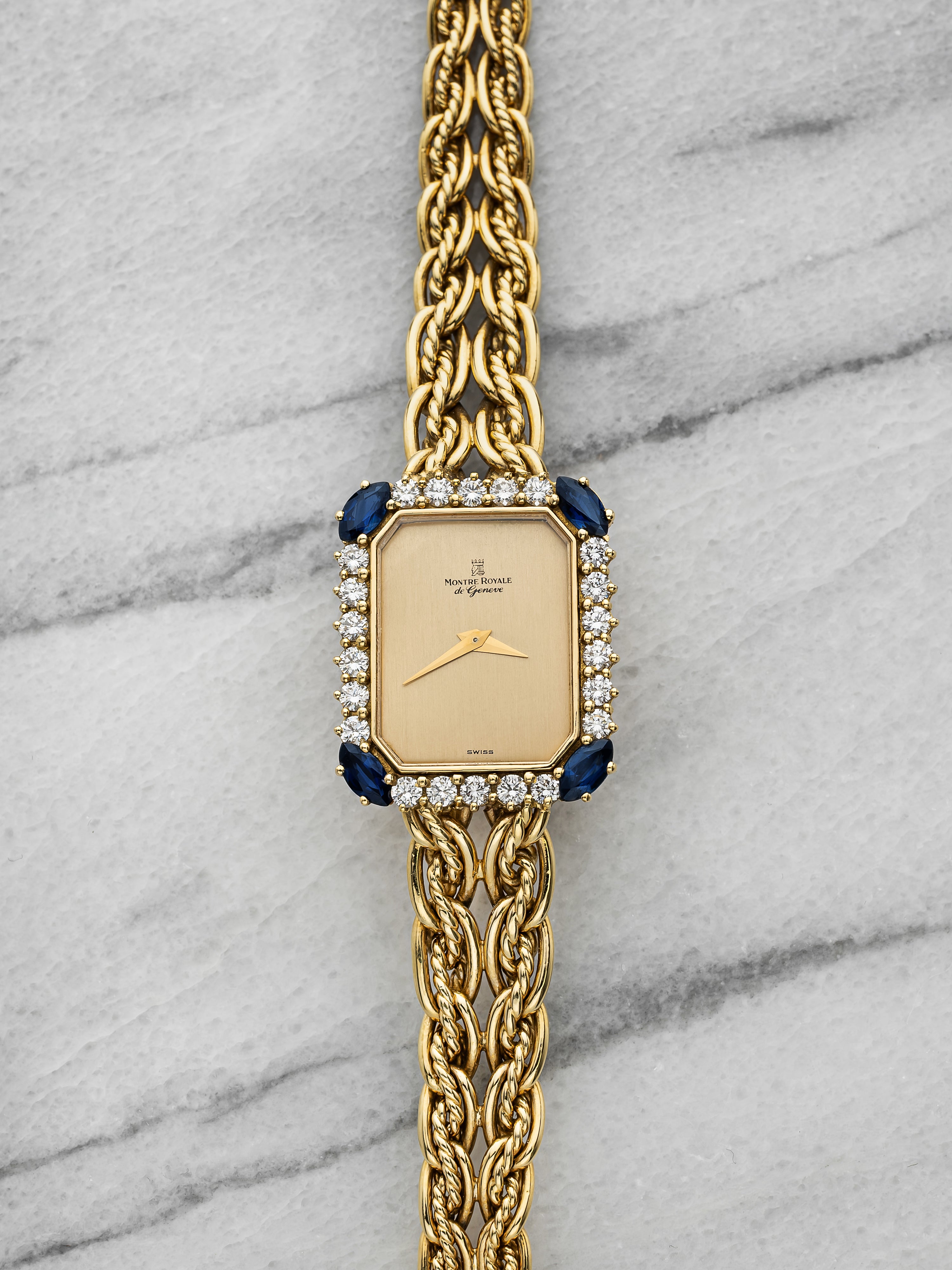 Montre Royale Ladies Dress 5902 - 18K Yellow Gold, Diamond & Sapphire Bezel