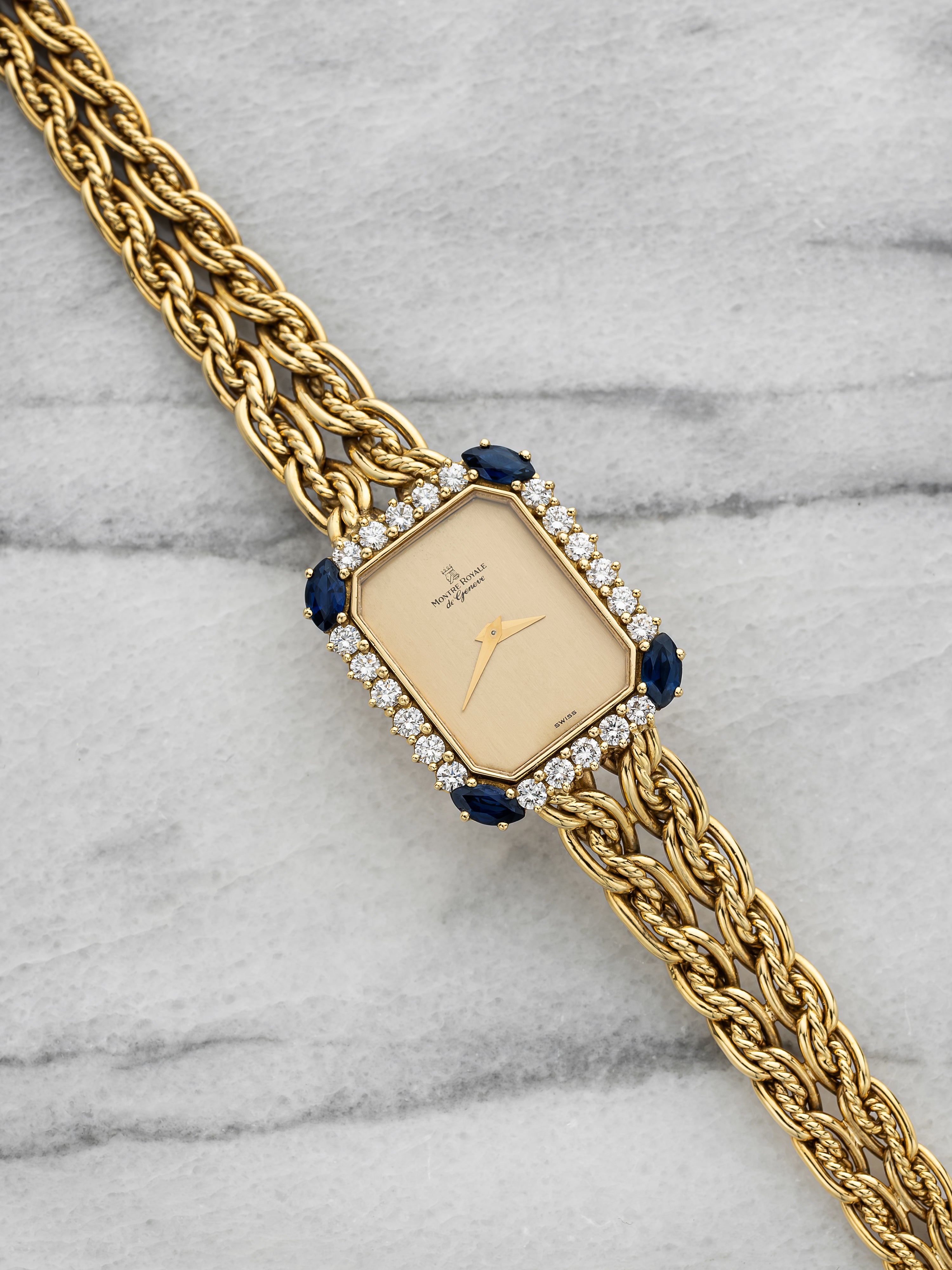 Montre Royale Ladies Dress 5902 - 18K Yellow Gold, Diamond & Sapphire Bezel