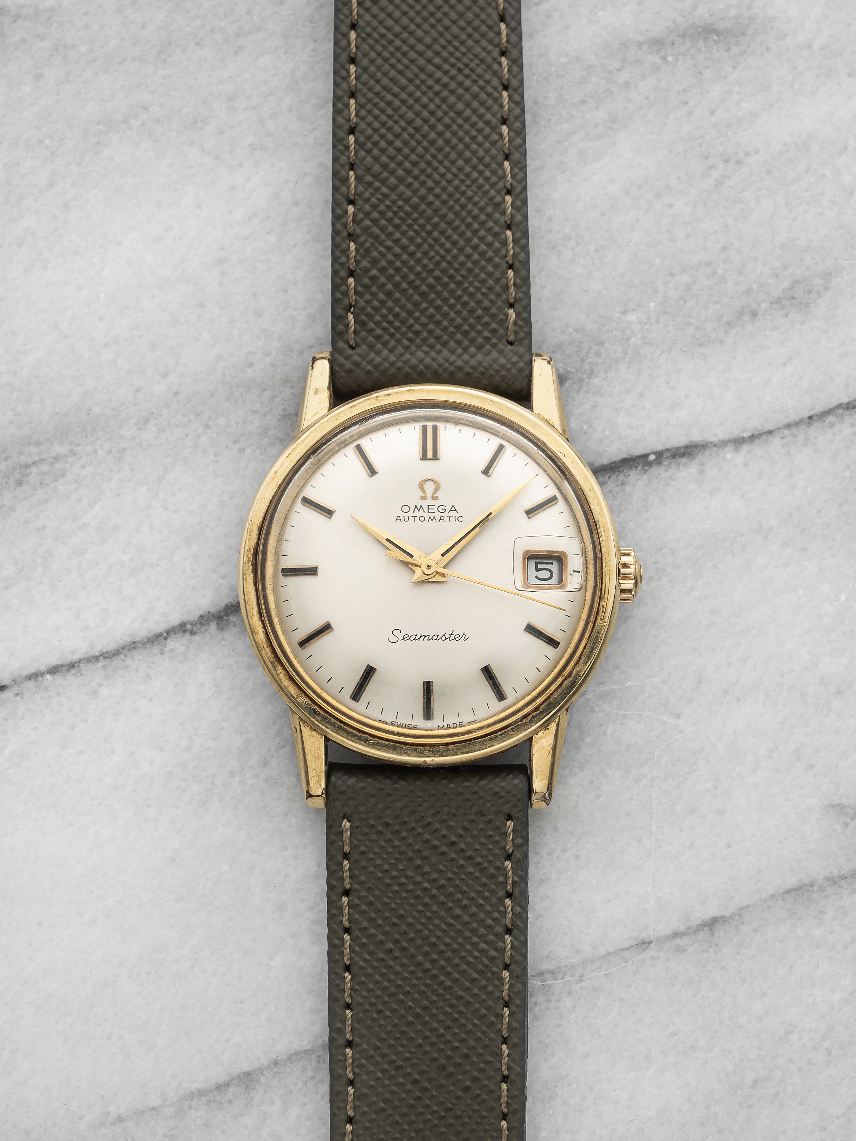 Vintage 1960s Omega Seamaster 166.03 Capped Gold Silvered Dial Auto 36mm