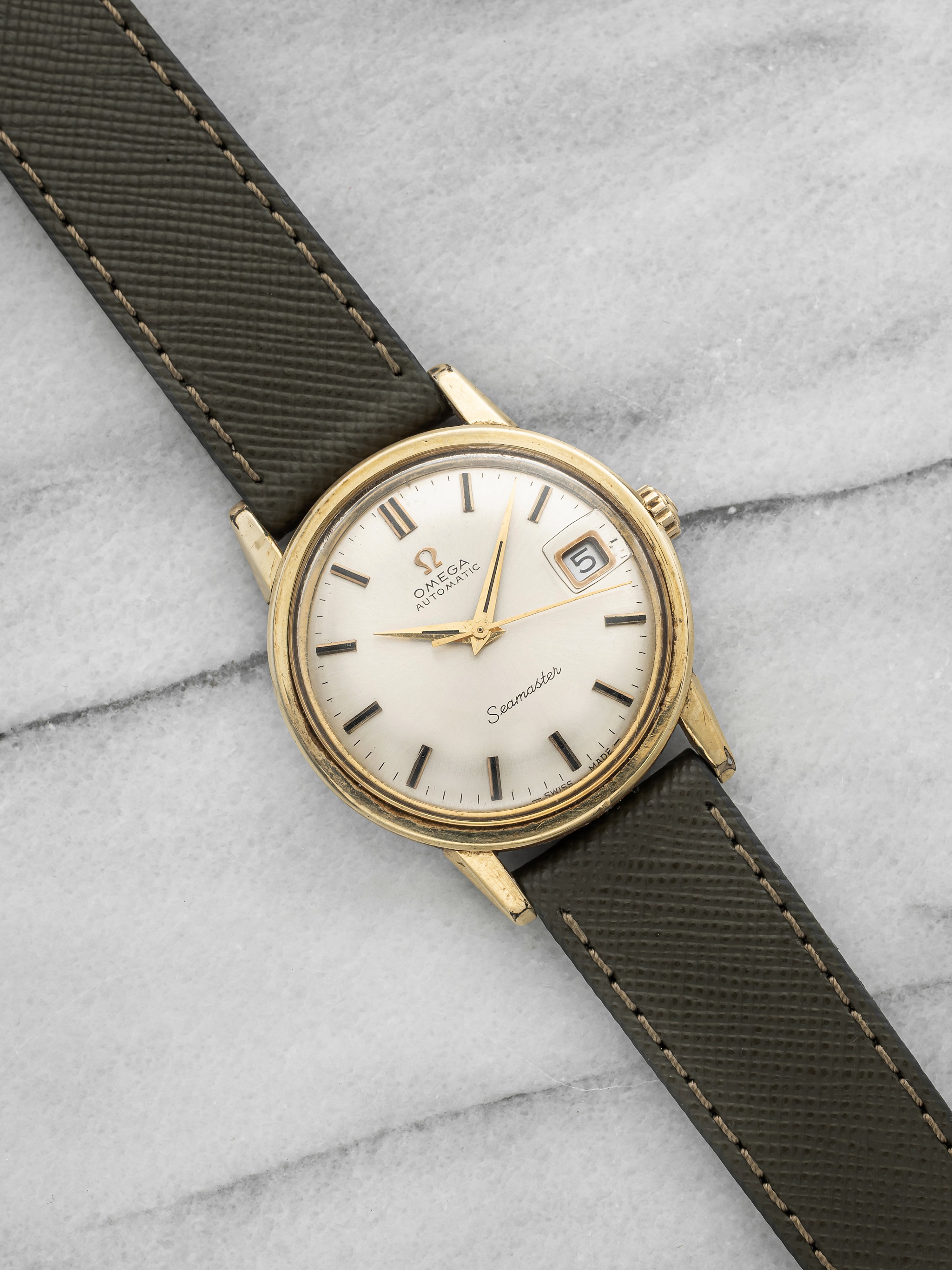 Vintage 1960s Omega Seamaster 166.03 Capped Gold Silvered Dial Auto 36mm