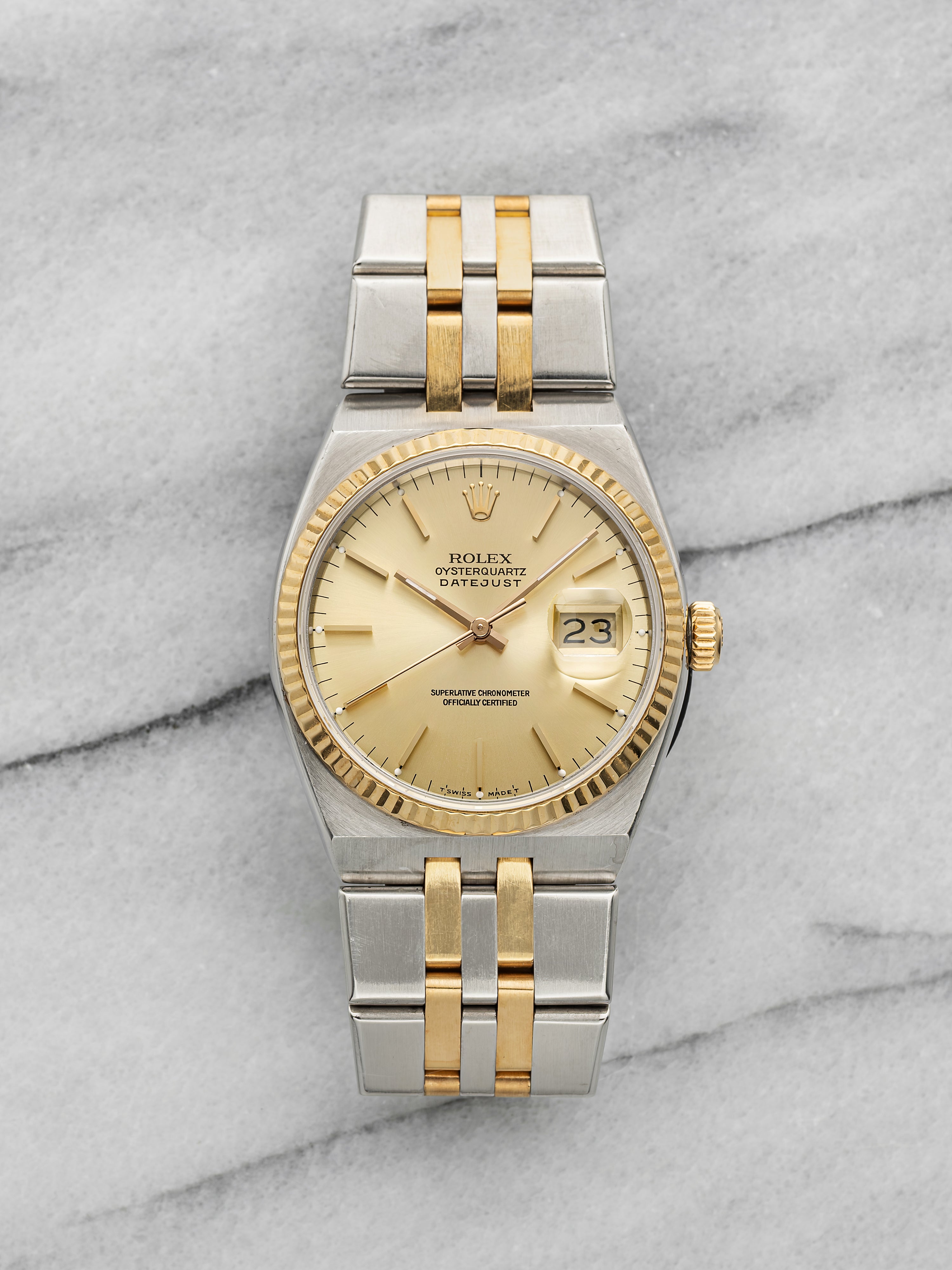 Vintage 1987 Rolex Oysterquartz DJ 17013 Two-Tone Champagne Dial Quartz 36mm