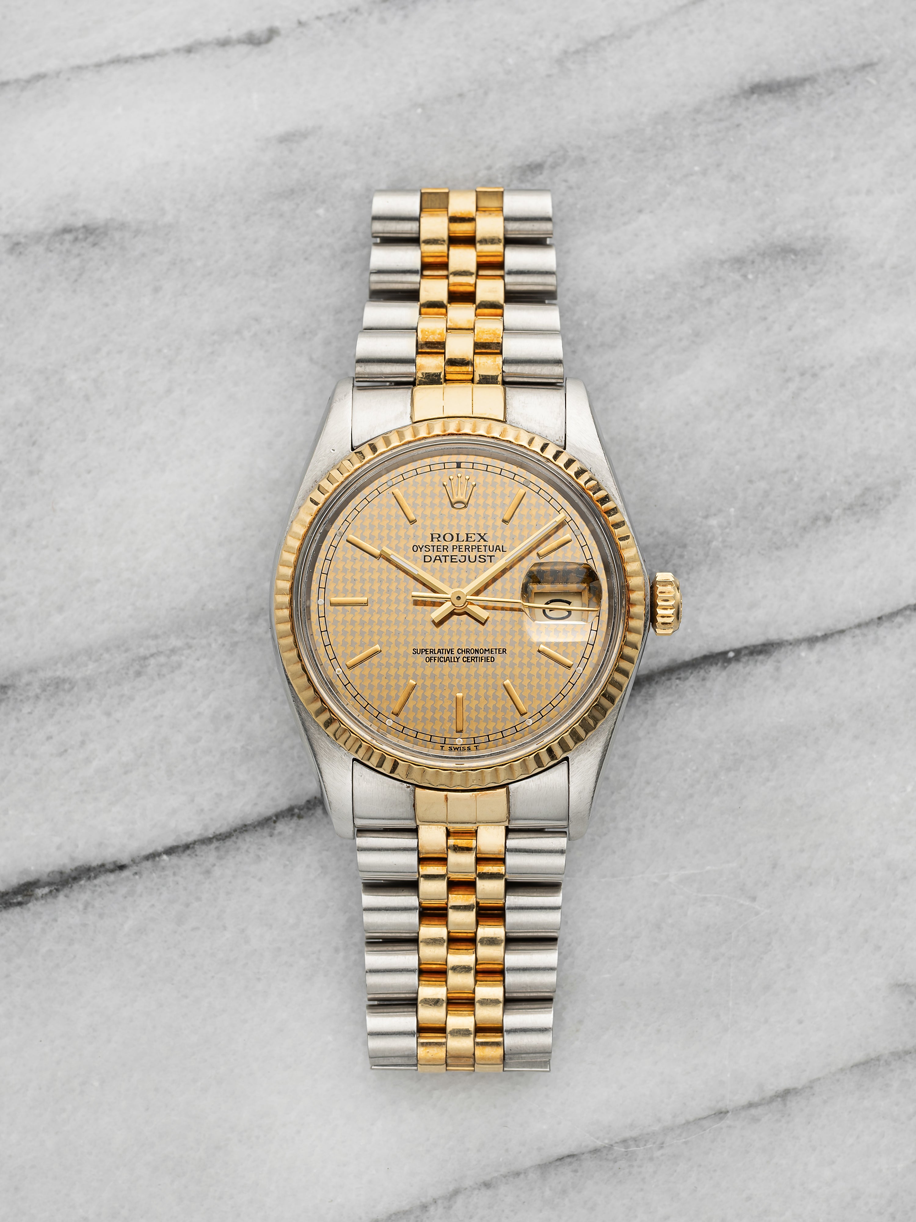 Vintage 1981 Rolex Datejust 16013 Two-Tone Houndstooth Dial Auto 36mm