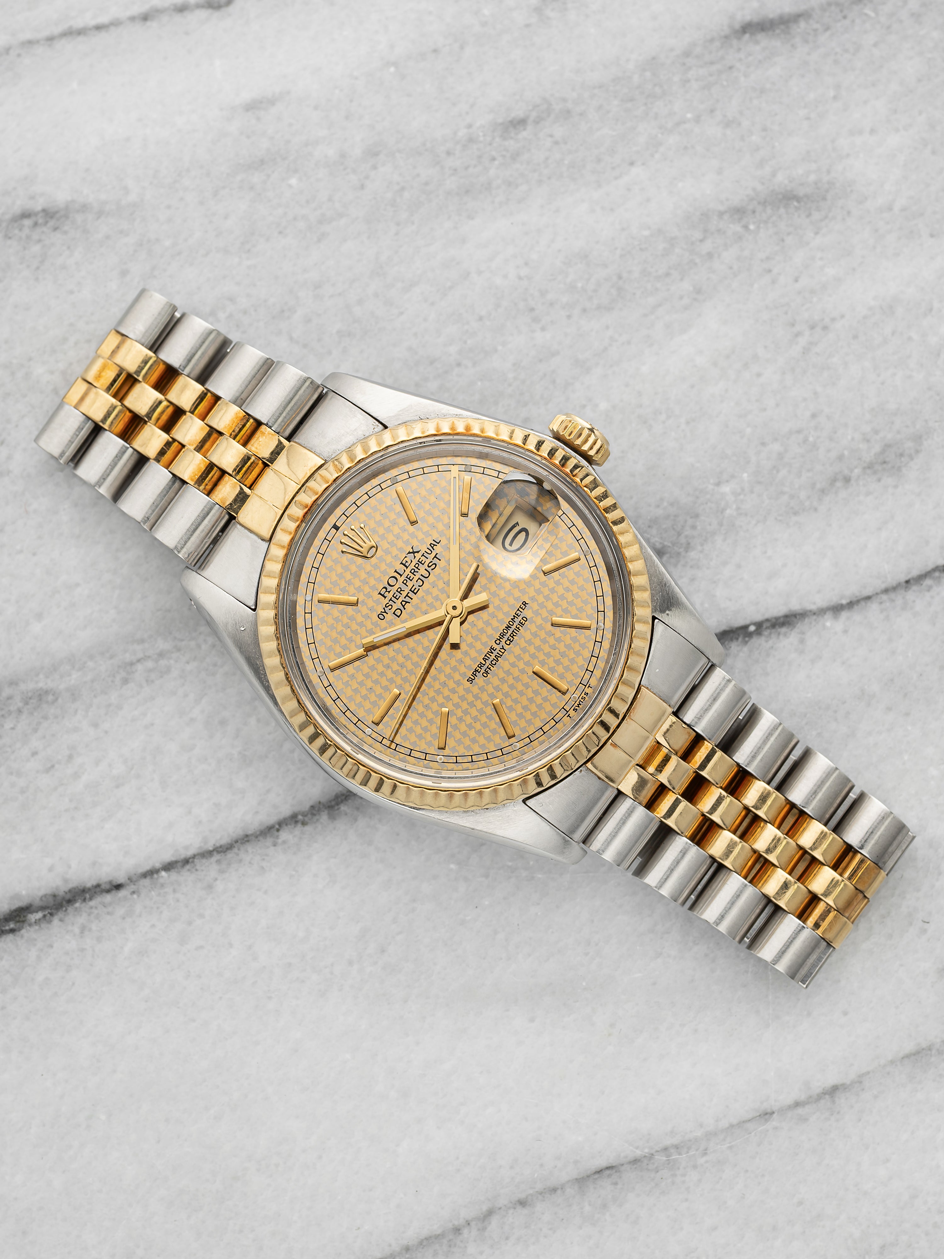 Vintage 1981 Rolex Datejust 16013 Two-Tone Houndstooth Dial Auto 36mm