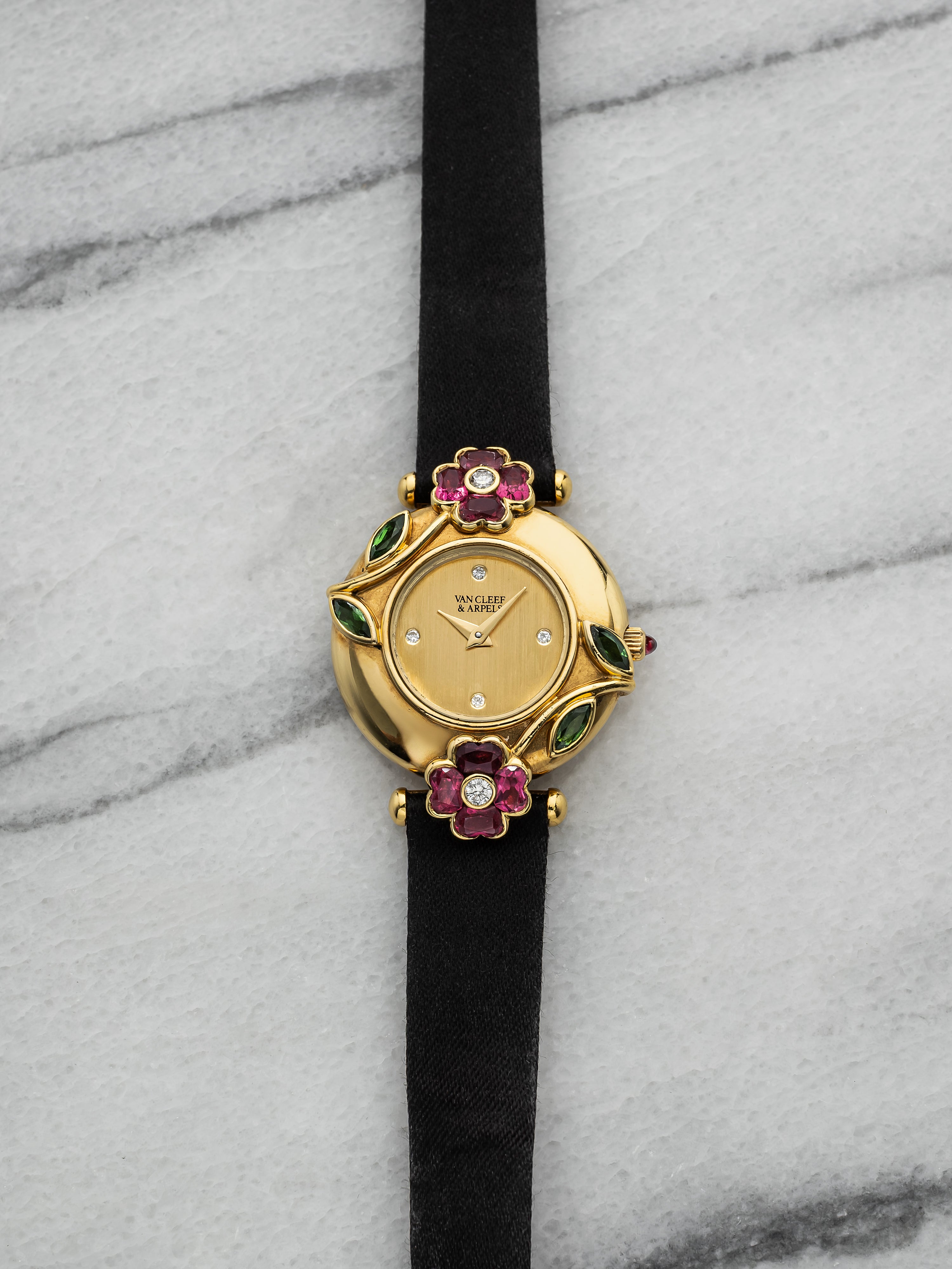 Vintage 1993 Van Cleef & Arpels Lady 18K YG Champagne Diamond Dial Quartz 32 mm