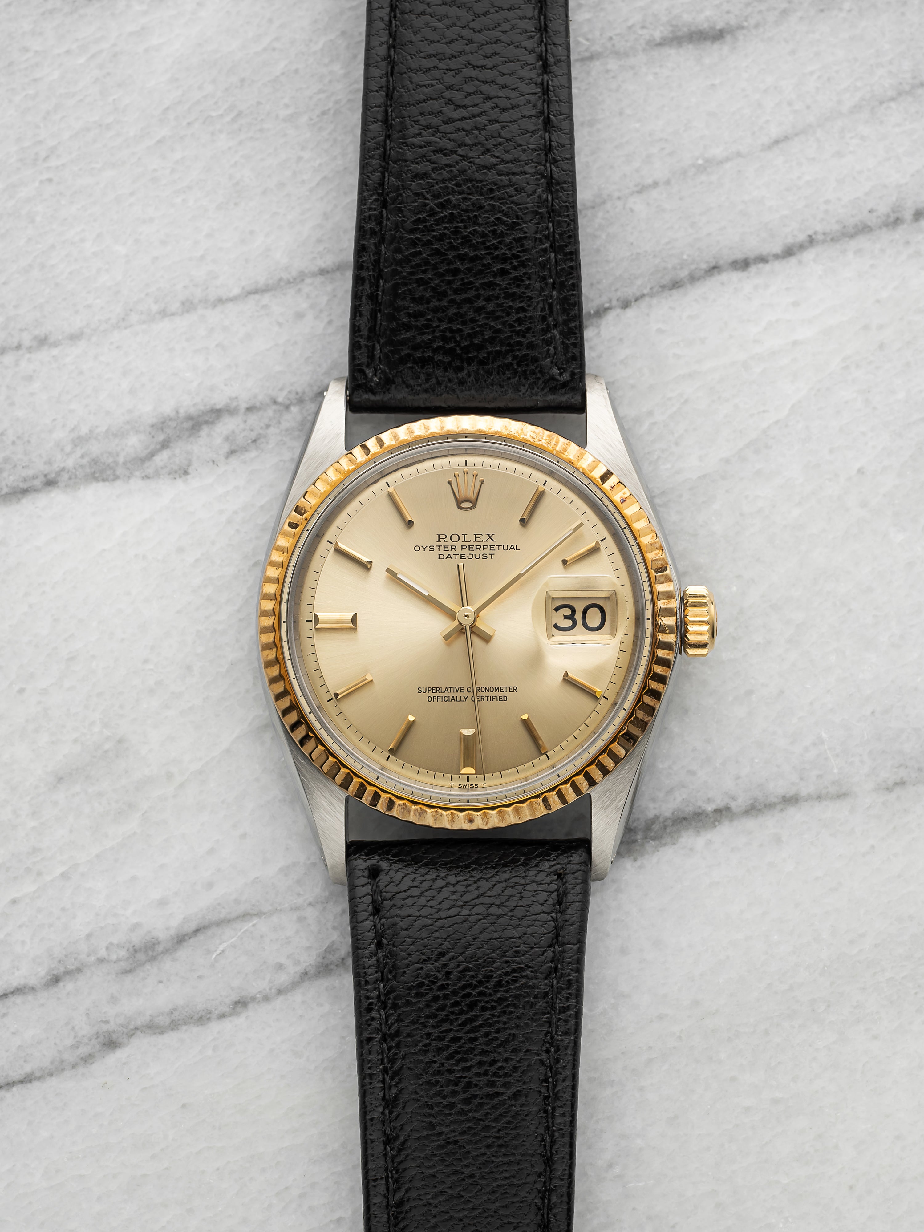 Vintage 1970 Rolex Datejust 1601/3 Two-Tone Champagne Stick Dial Auto 36mm