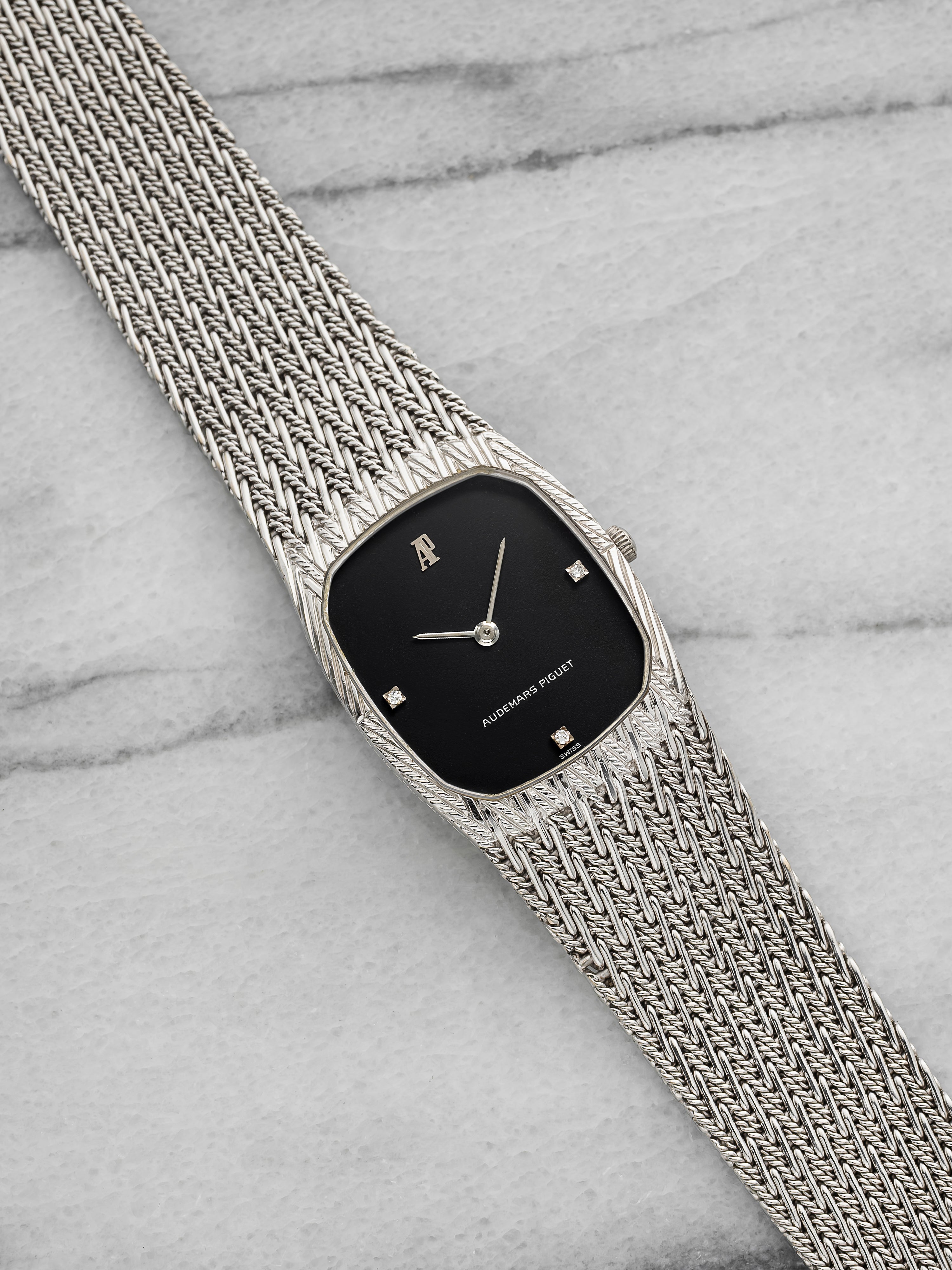 Vintage 1970s Audemars Piguet Cobra 18K WG Black Diamond Dial Manual 27 mm