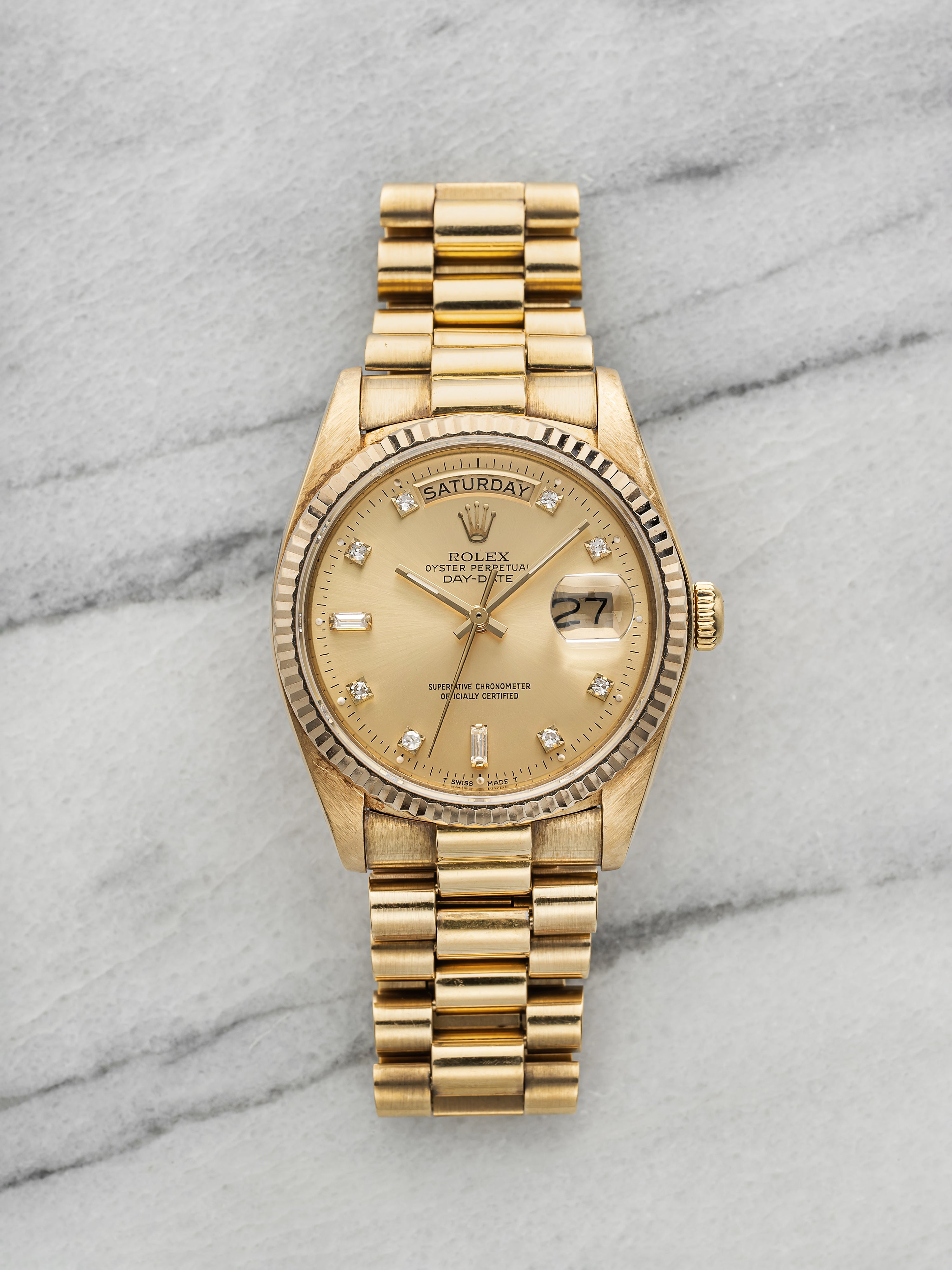 1986 Rolex Day-Date 18038 - 18K Yellow Gold Champagne Diamond Dial