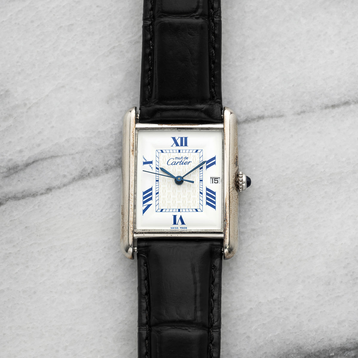 Cartier Must Tank Large 2414 - Sterling Silver White Roman Dial display picture 3