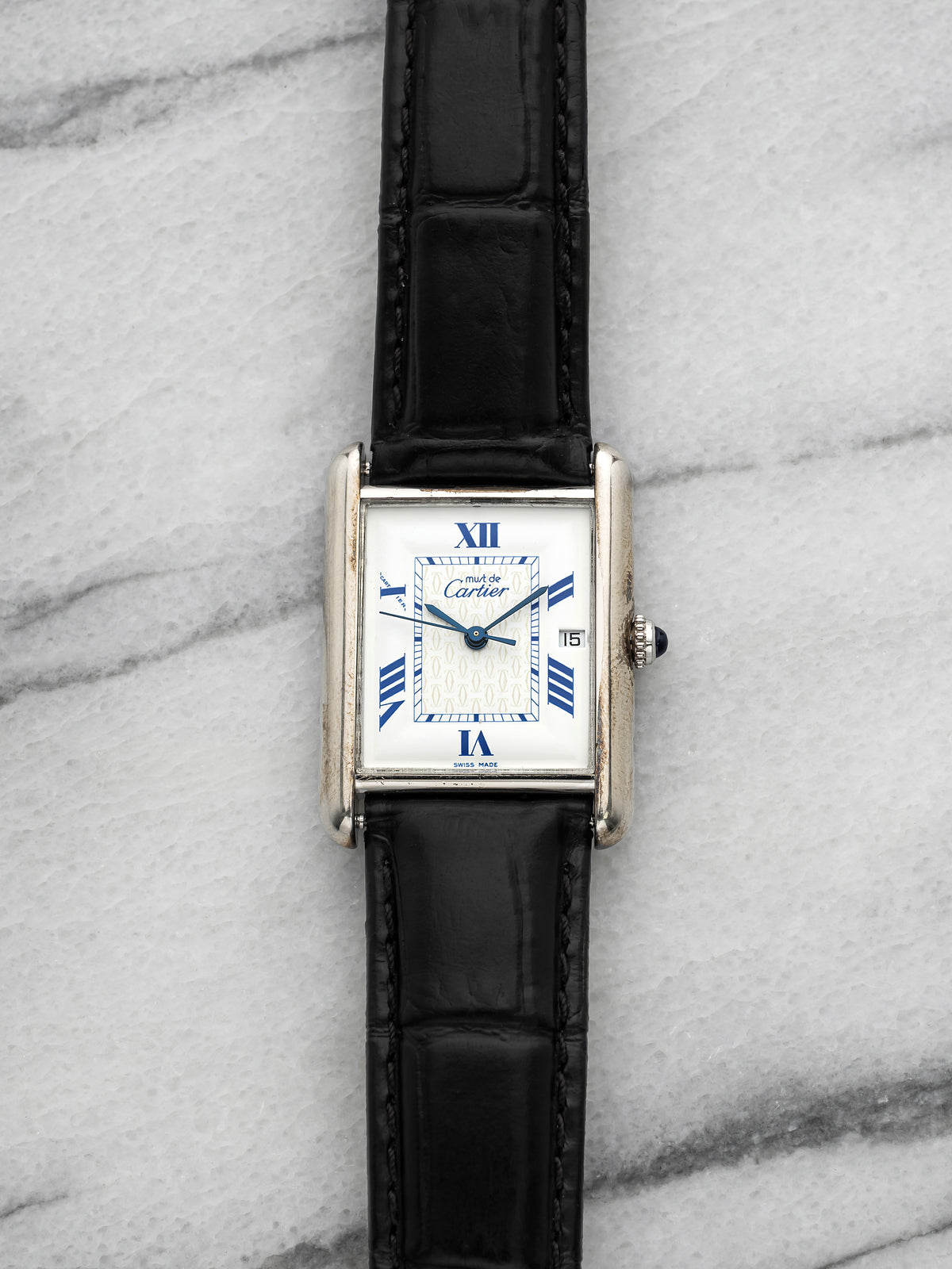 Cartier Must Tank Large 2414 - Sterling Silver White Roman Dial