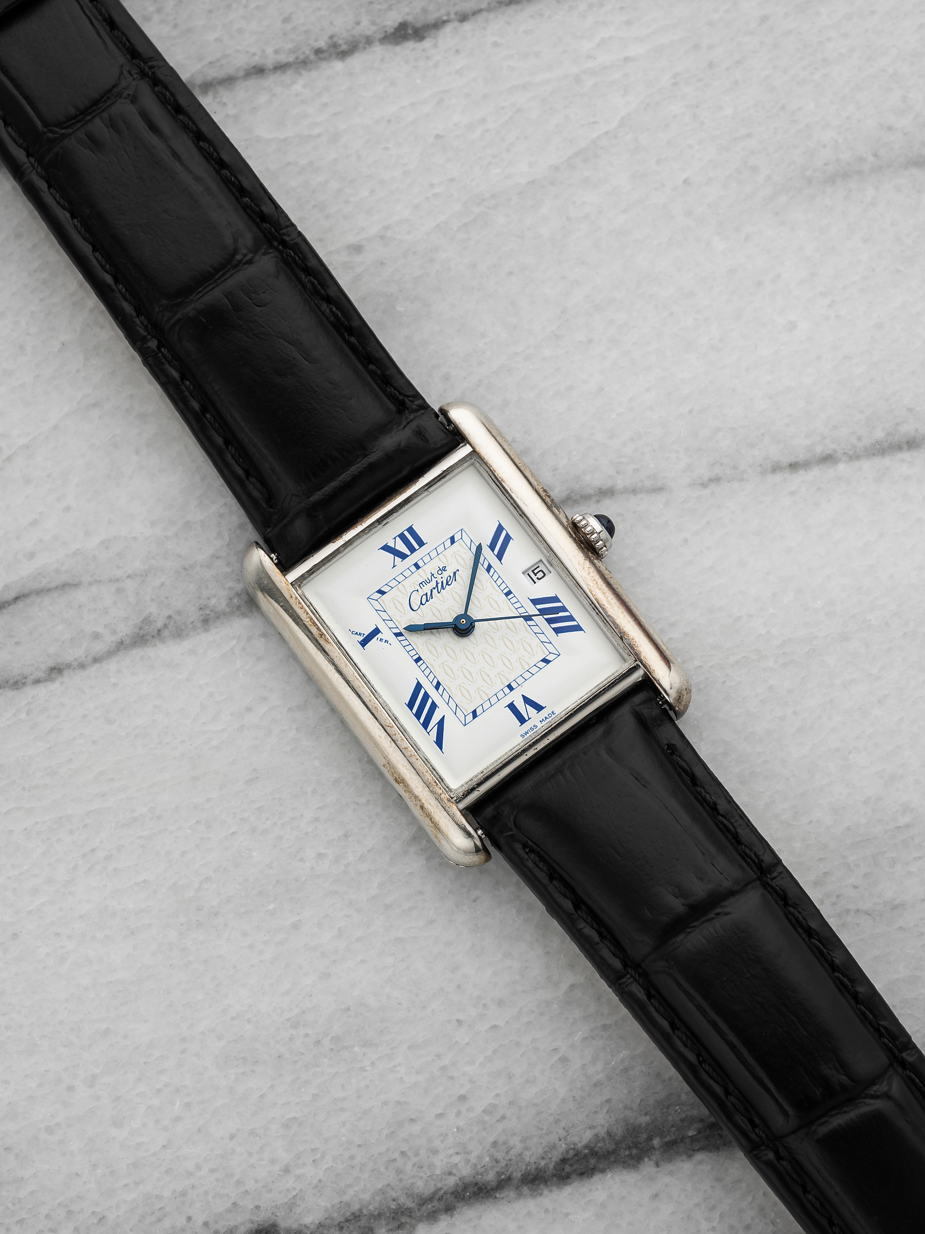 Cartier Must Tank Large 2414 - Sterling Silver White Roman Dial