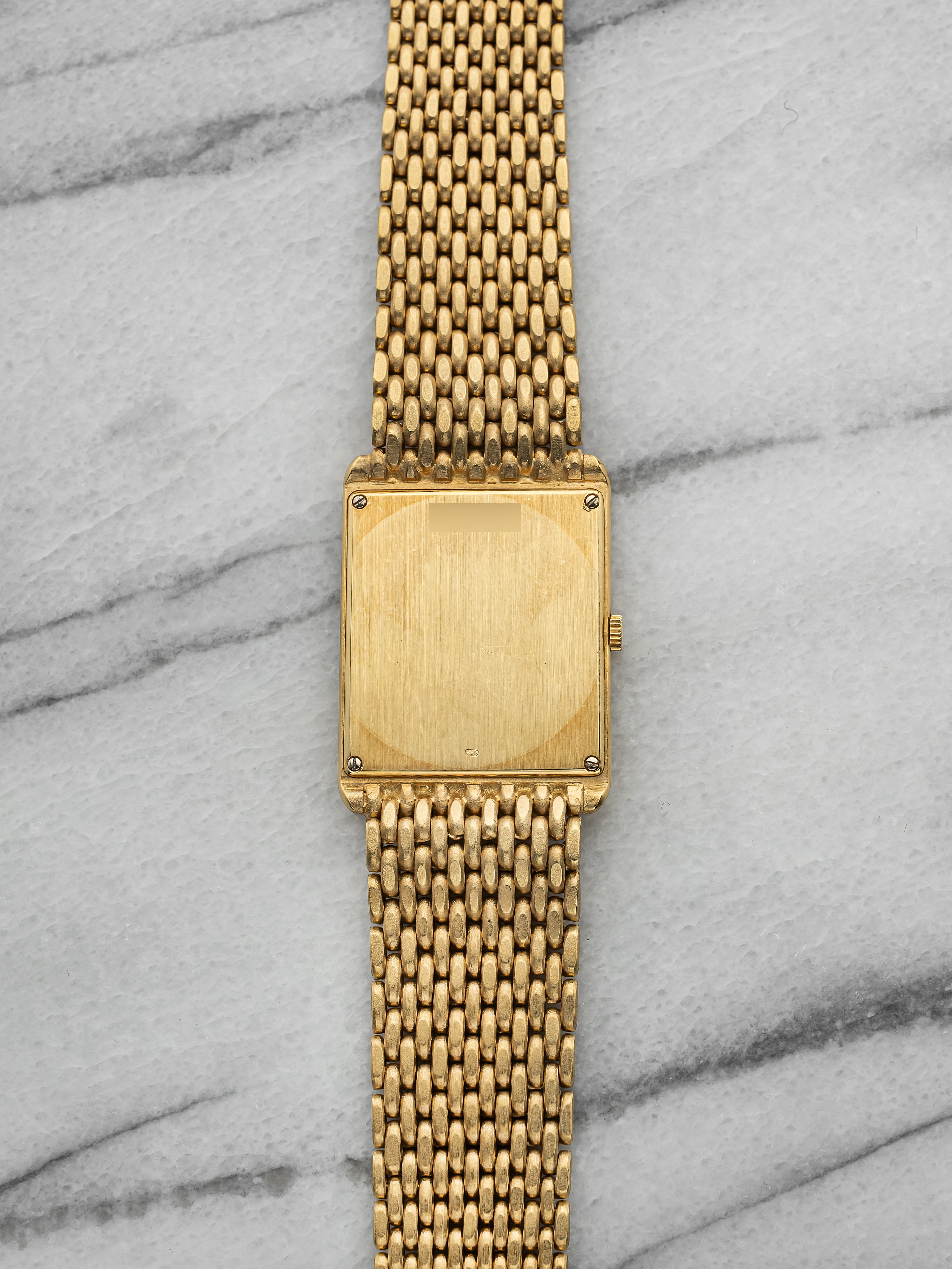 Vintage 1970s Audemars Piguet Tank 18K Yellow Gold Champagne Dial Quartz 28 mm