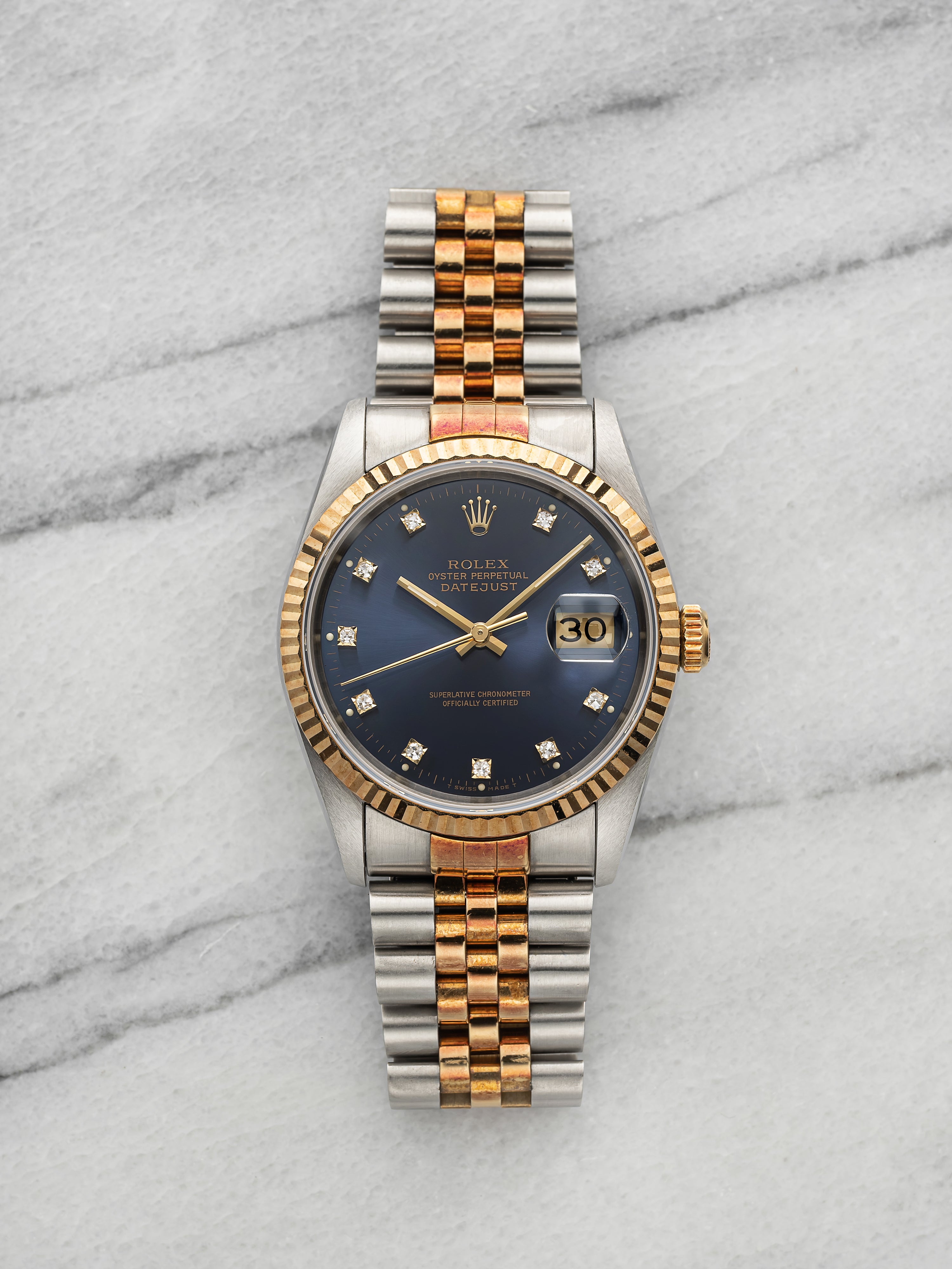 Vintage 1988 Rolex Datejust 16233 Two-Tone Blue Diamond Dial Auto 36mm
