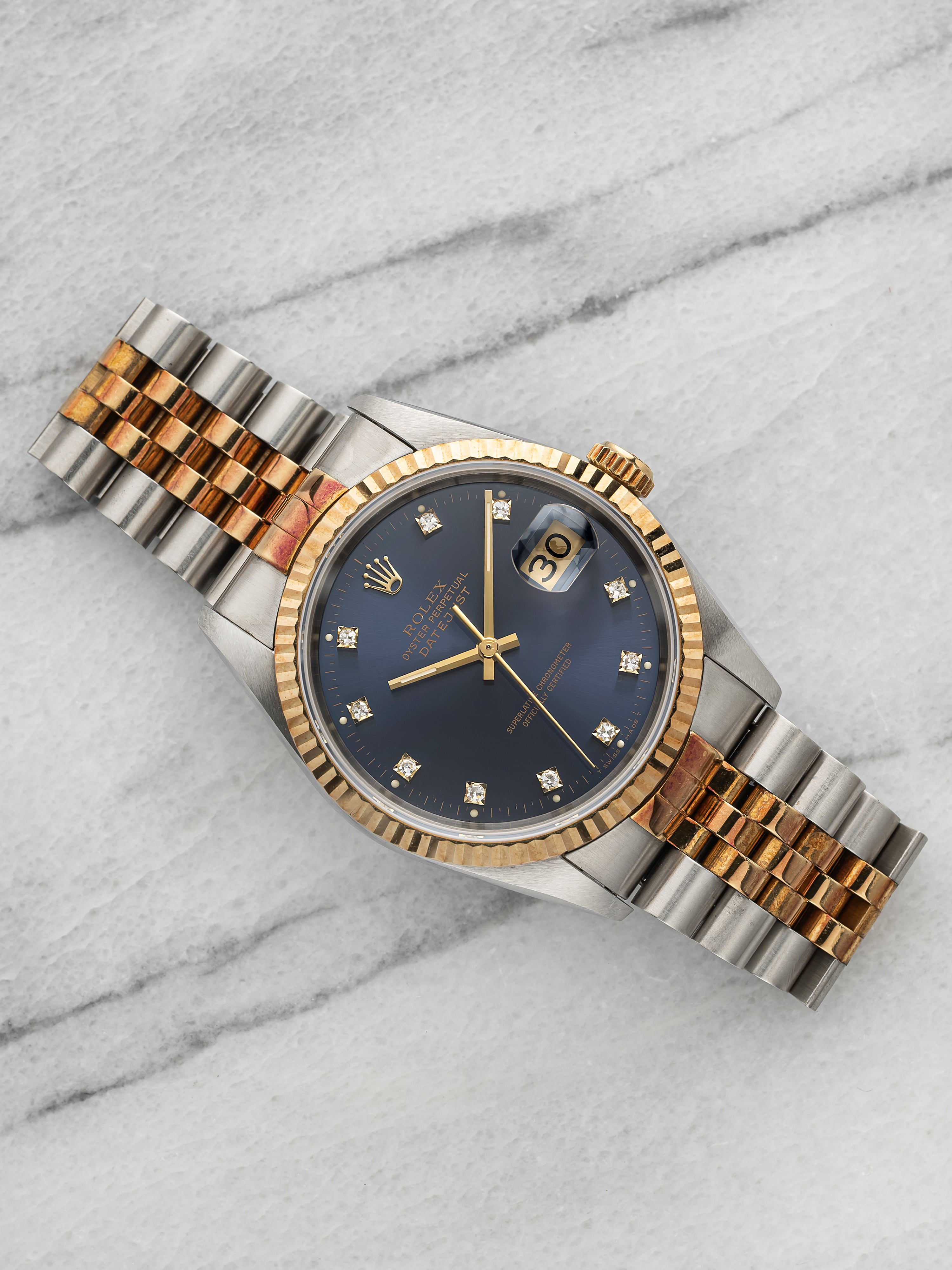 Vintage 1988 Rolex Datejust 16233 Two-Tone Blue Diamond Dial Auto 36mm