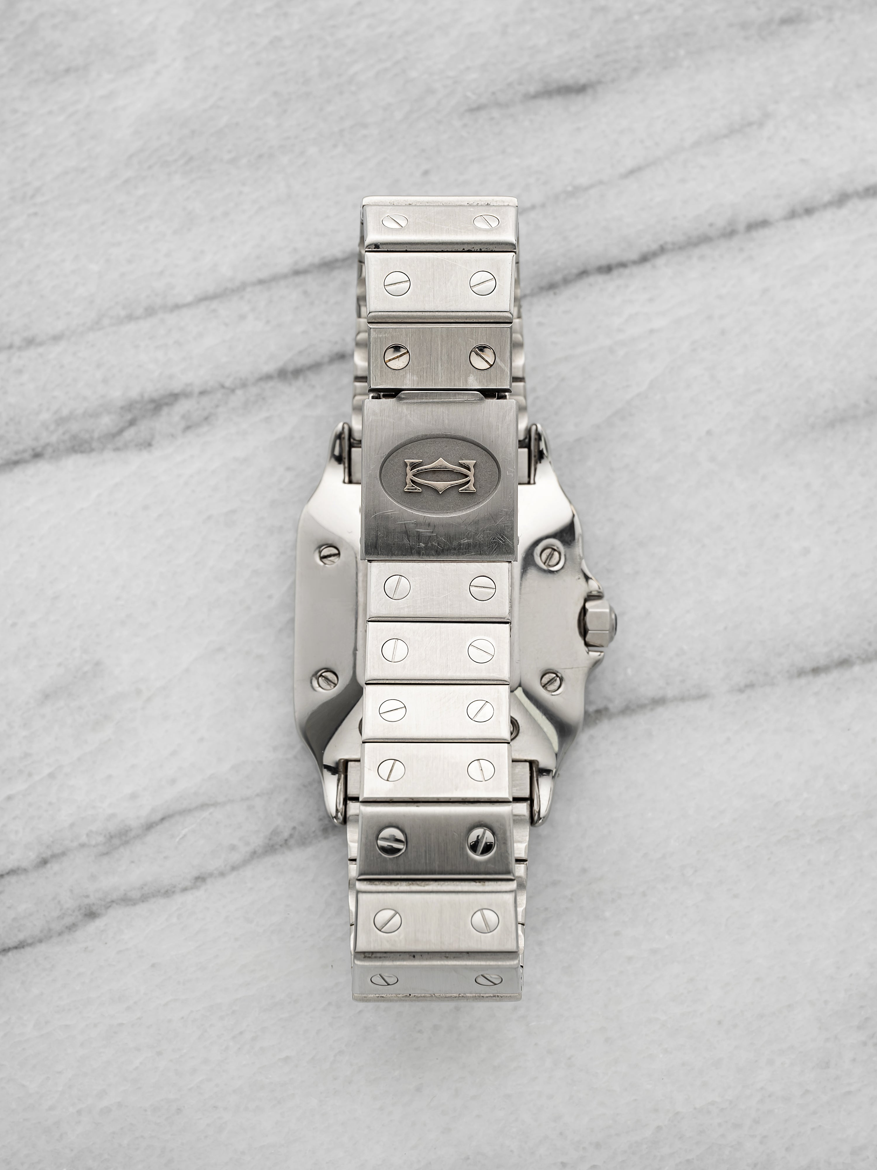 Vintage 1980s Cartier Santos Carree 2960 Steel Ghost Dial Auto 29mm