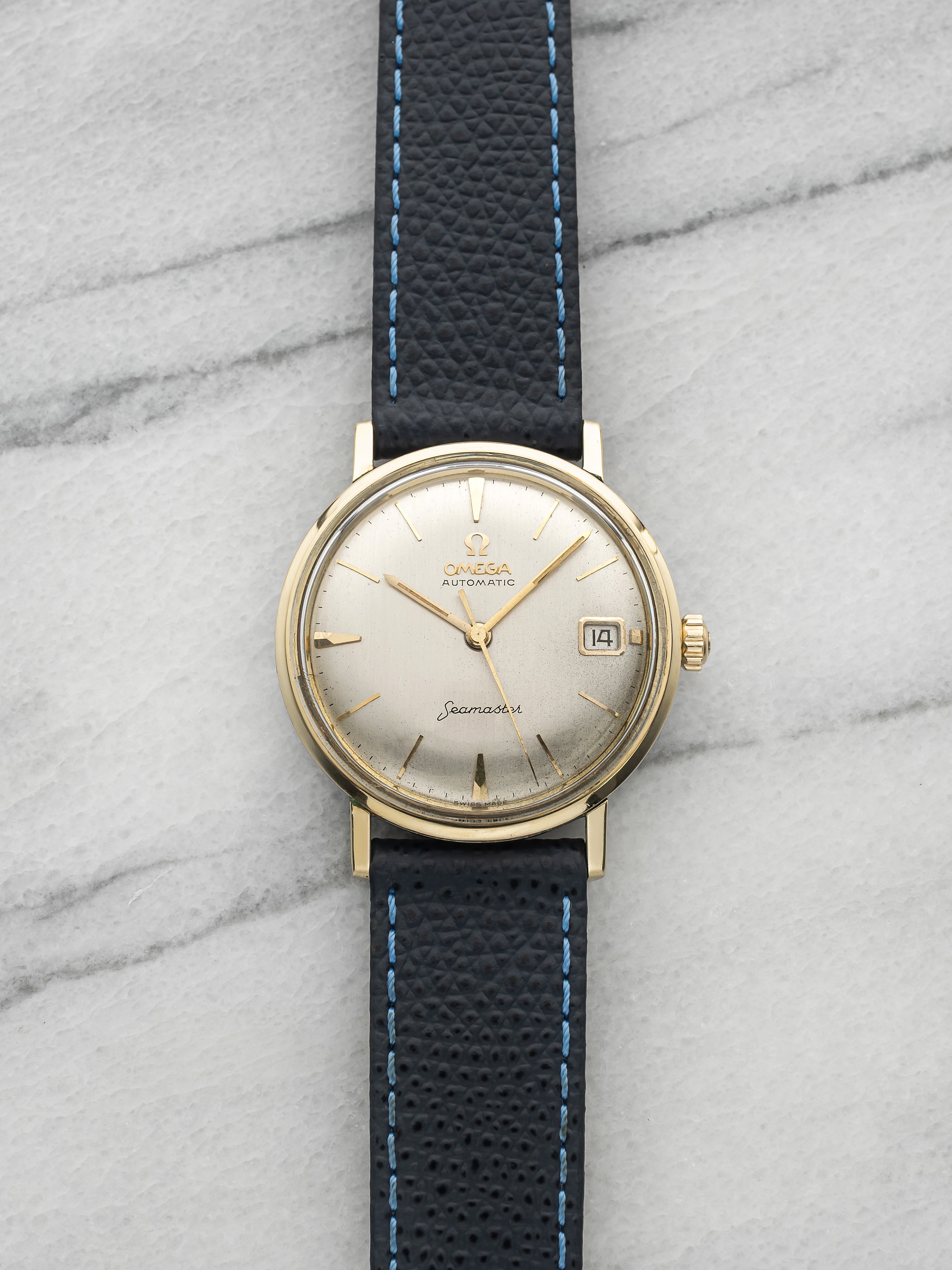 Vintage 1960s Omega Seamaster 14770 Gold Capped Silver Dial Auto 34mm