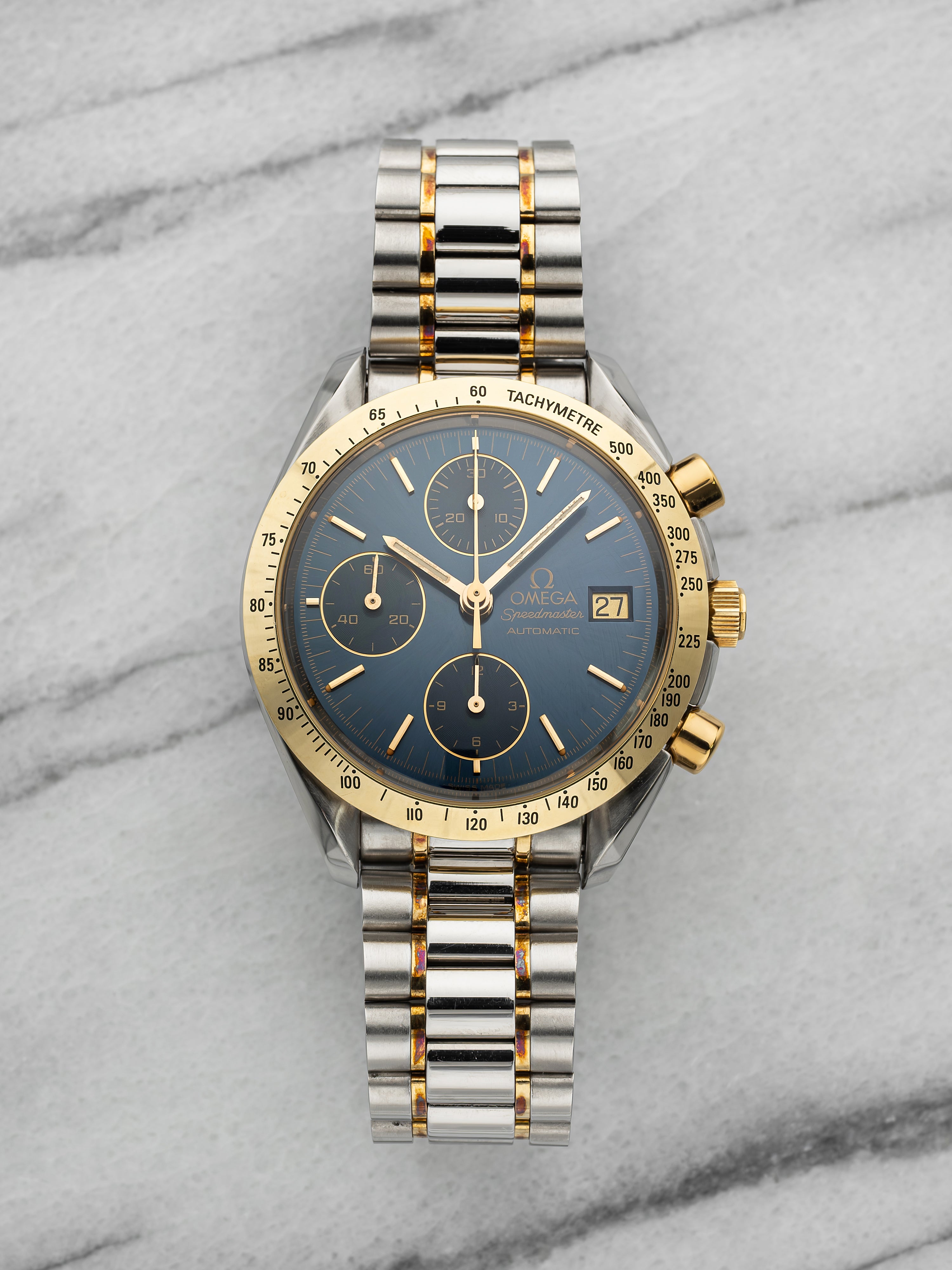 1990s Omega Speedmaster Reduced 3311.80 Two Tone Blue Dial Automatic 39mm