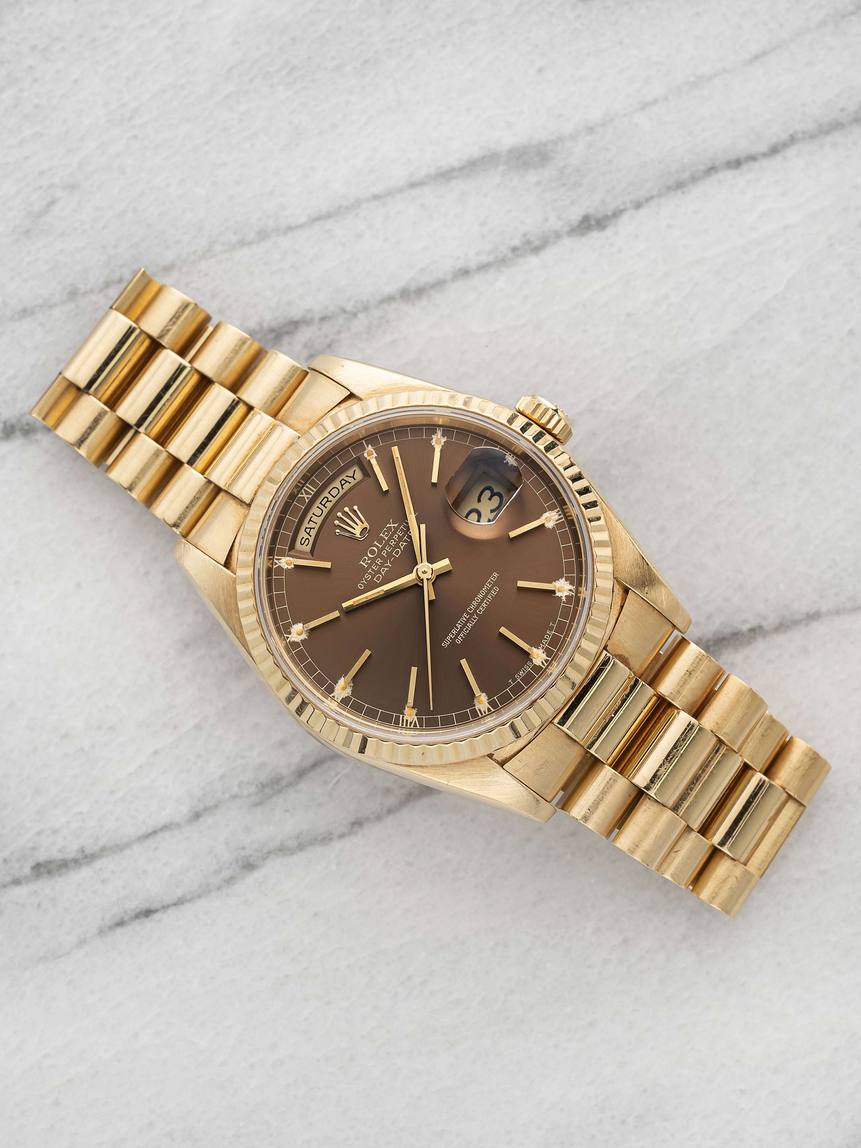 Vintage 1991 Rolex Day-Date 18238 18K YG Tropical Mocha Dial Auto 36mm