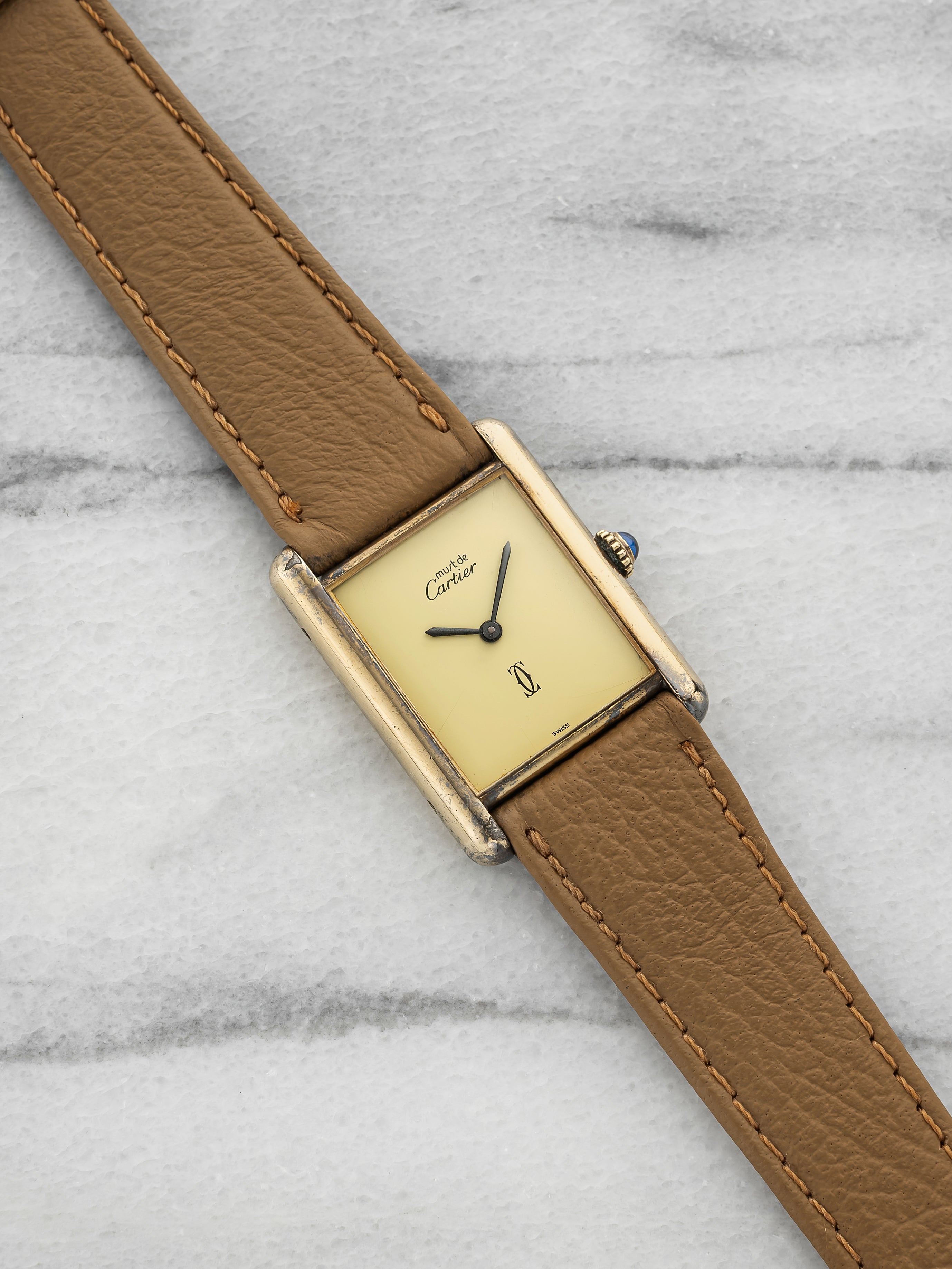 Vintage 1970s Cartier Tank Must Vermeil Lemon Dial Manual 23mm