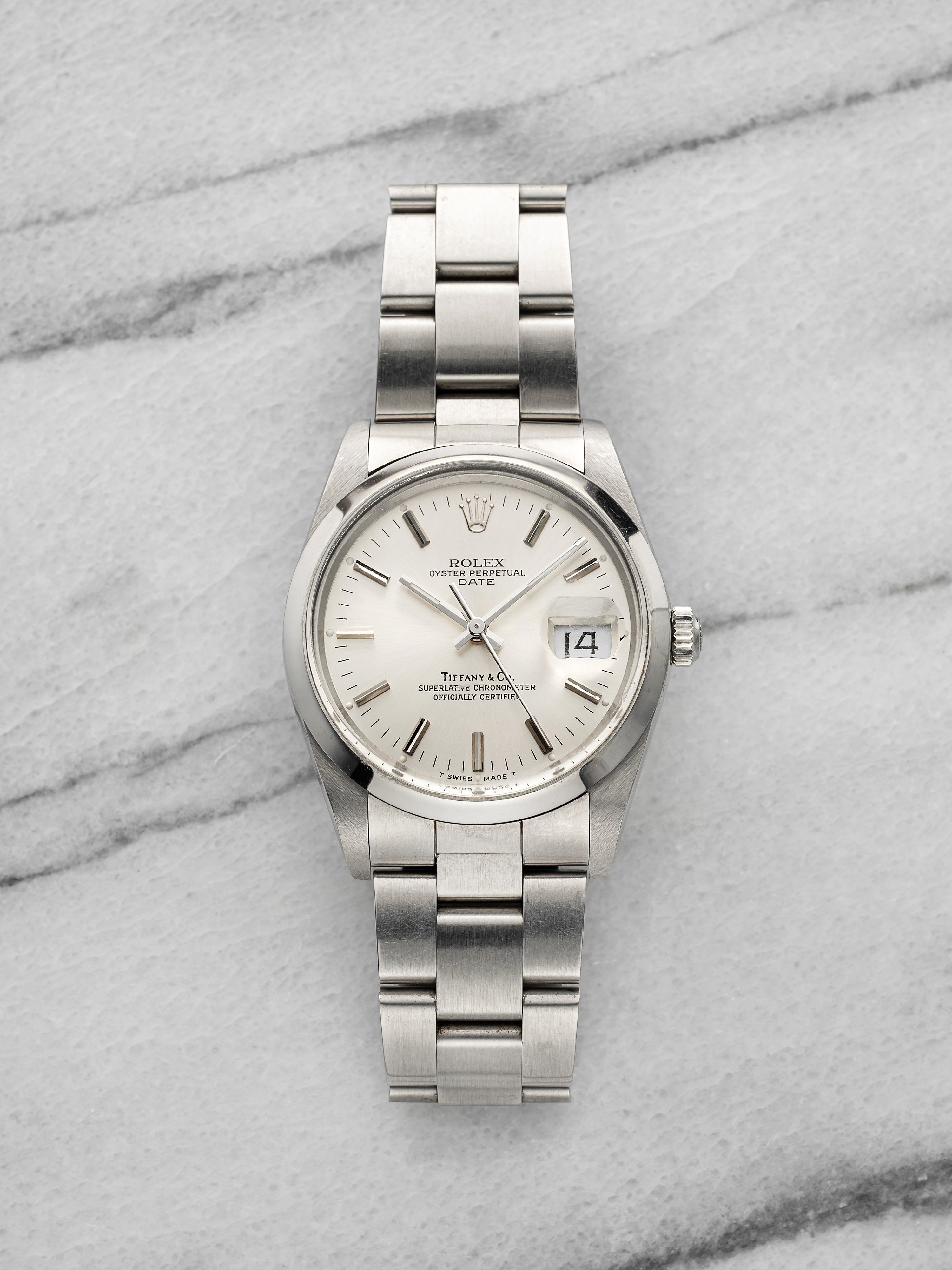 Vintage 1987 Rolex Oyster Perpetual Date 15000 Steel Tiffany Dial Auto 34mm
