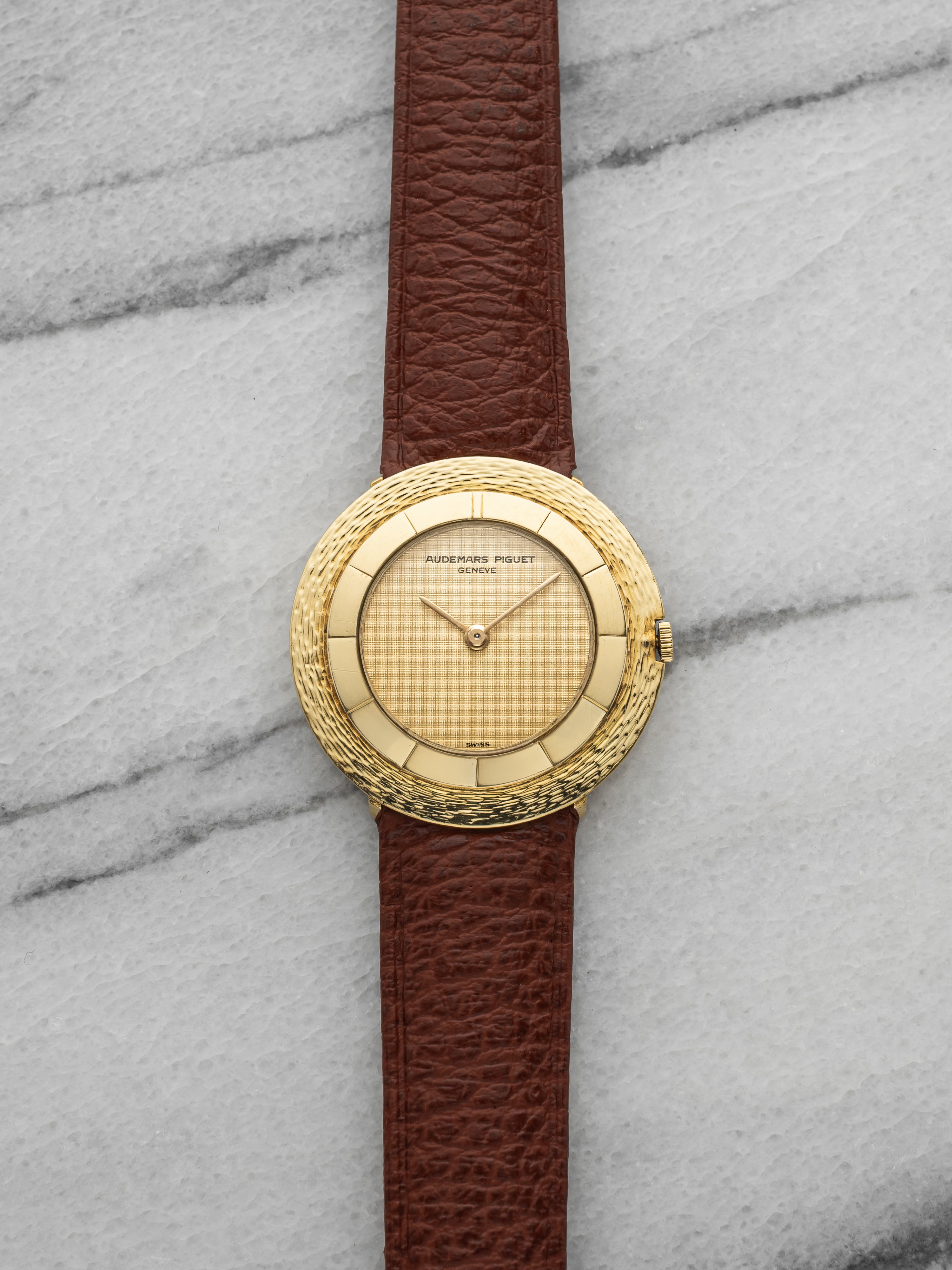 Vintage 1960s Audemars Piguet Disco Volante 18K YG Checkered Dial Manual 32mm