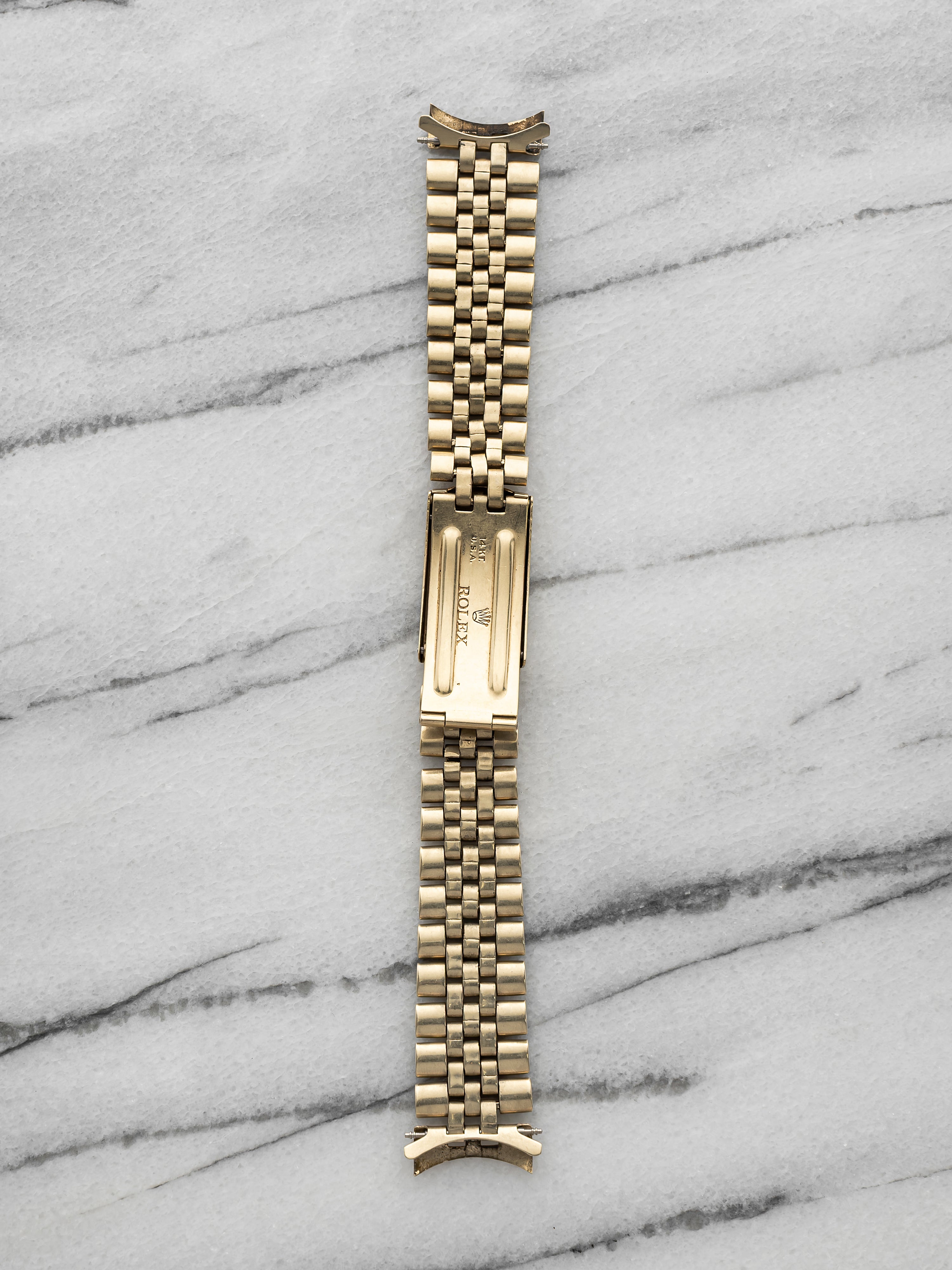Vintage 1970s Rolex Jubilee 14K Yellow Gold Bracelet 19mm Lug