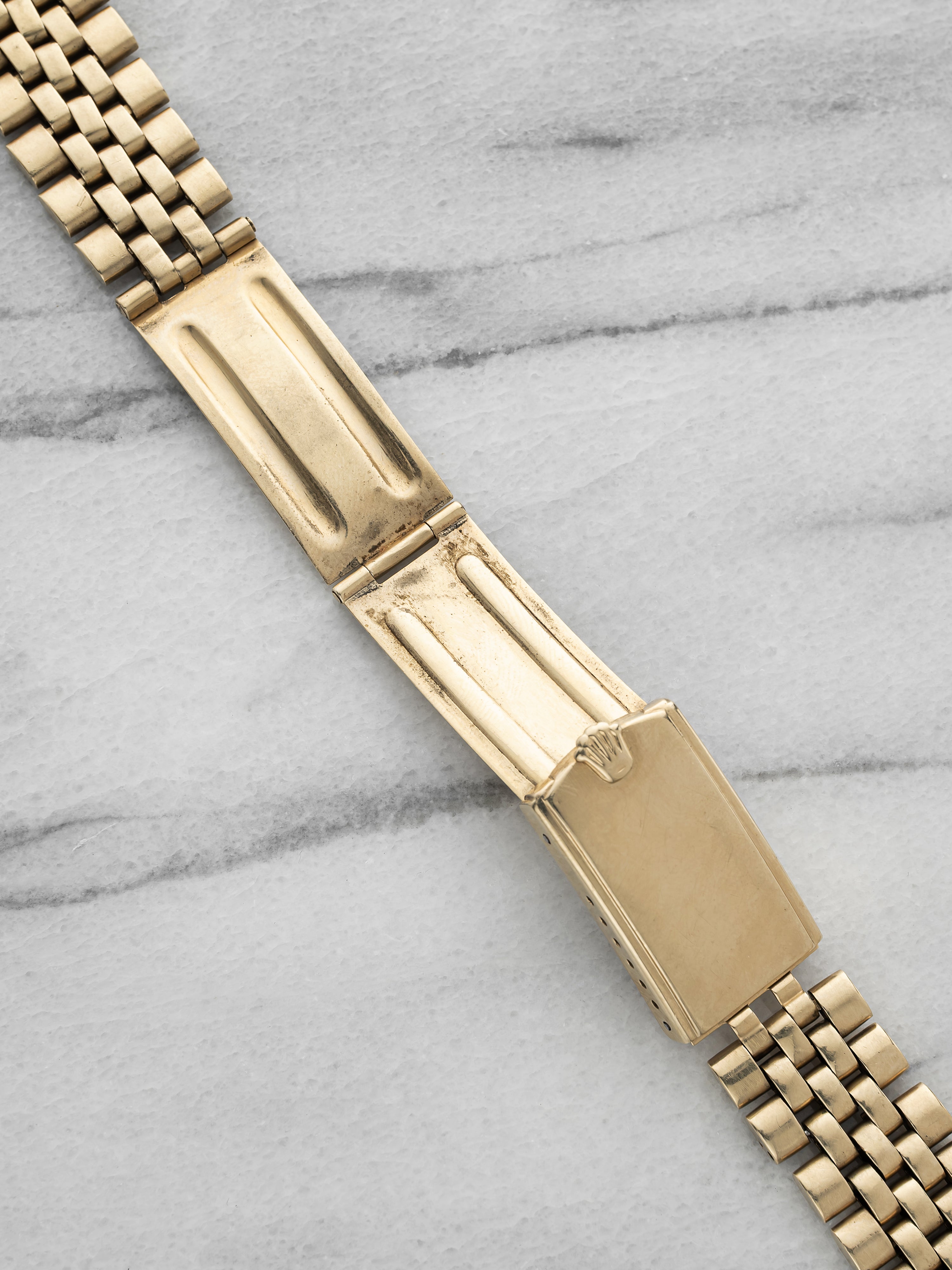 Vintage 1970s Rolex Jubilee 14K Yellow Gold Bracelet 19mm Lug