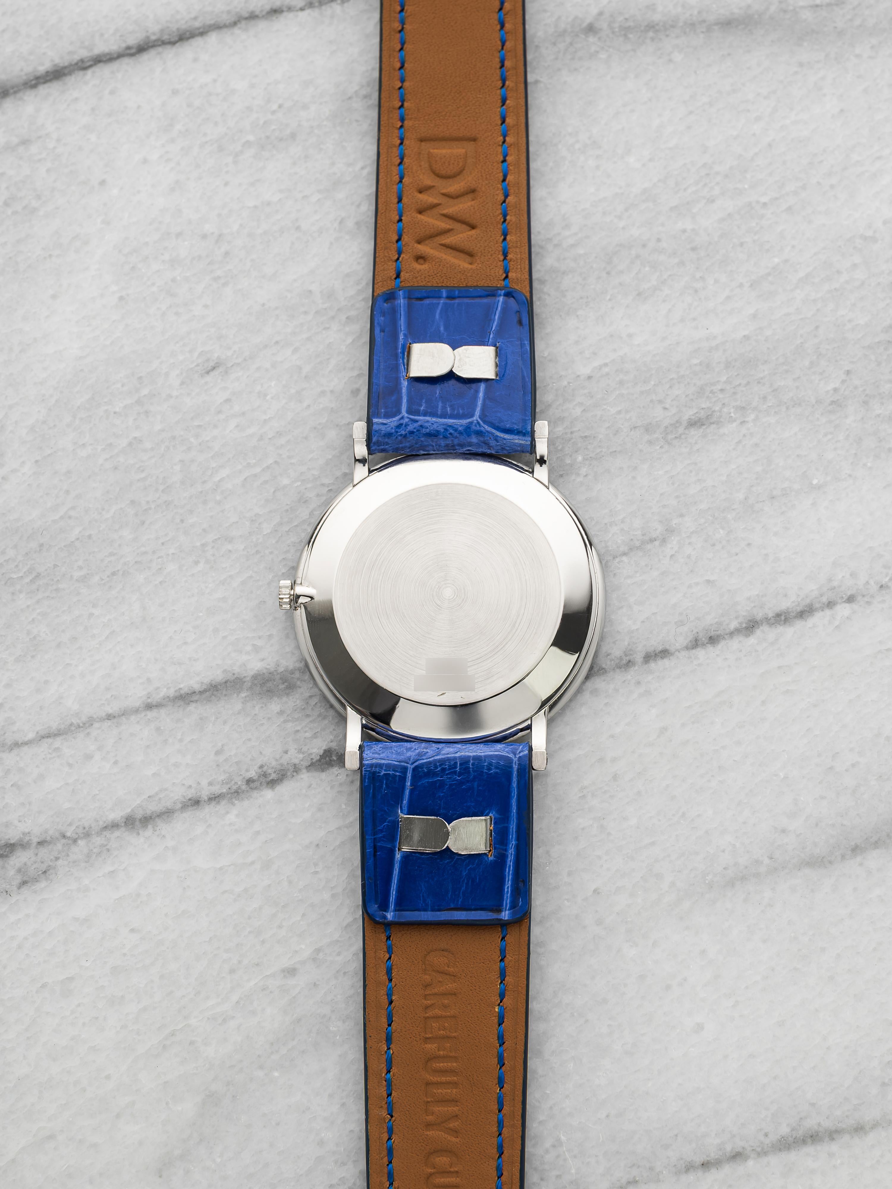 Vintage 1980s Piaget 9025 Dress 18K White Gold Lapis Lazuli Dial Manual 30mm