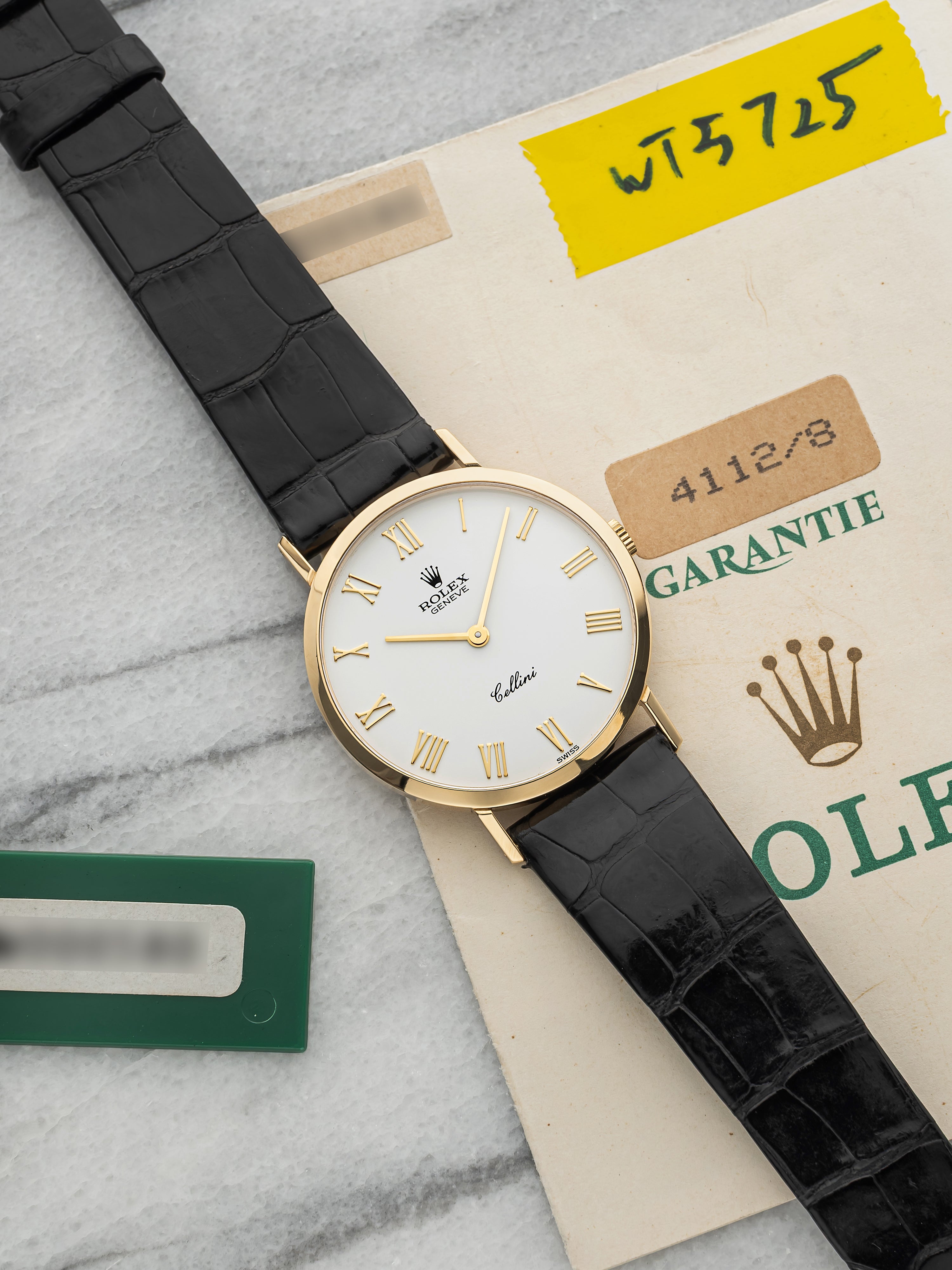 Vintage 1995 Rolex Cellini 4112/8 18K Yellow Gold White Roman Dial Manual 32mm