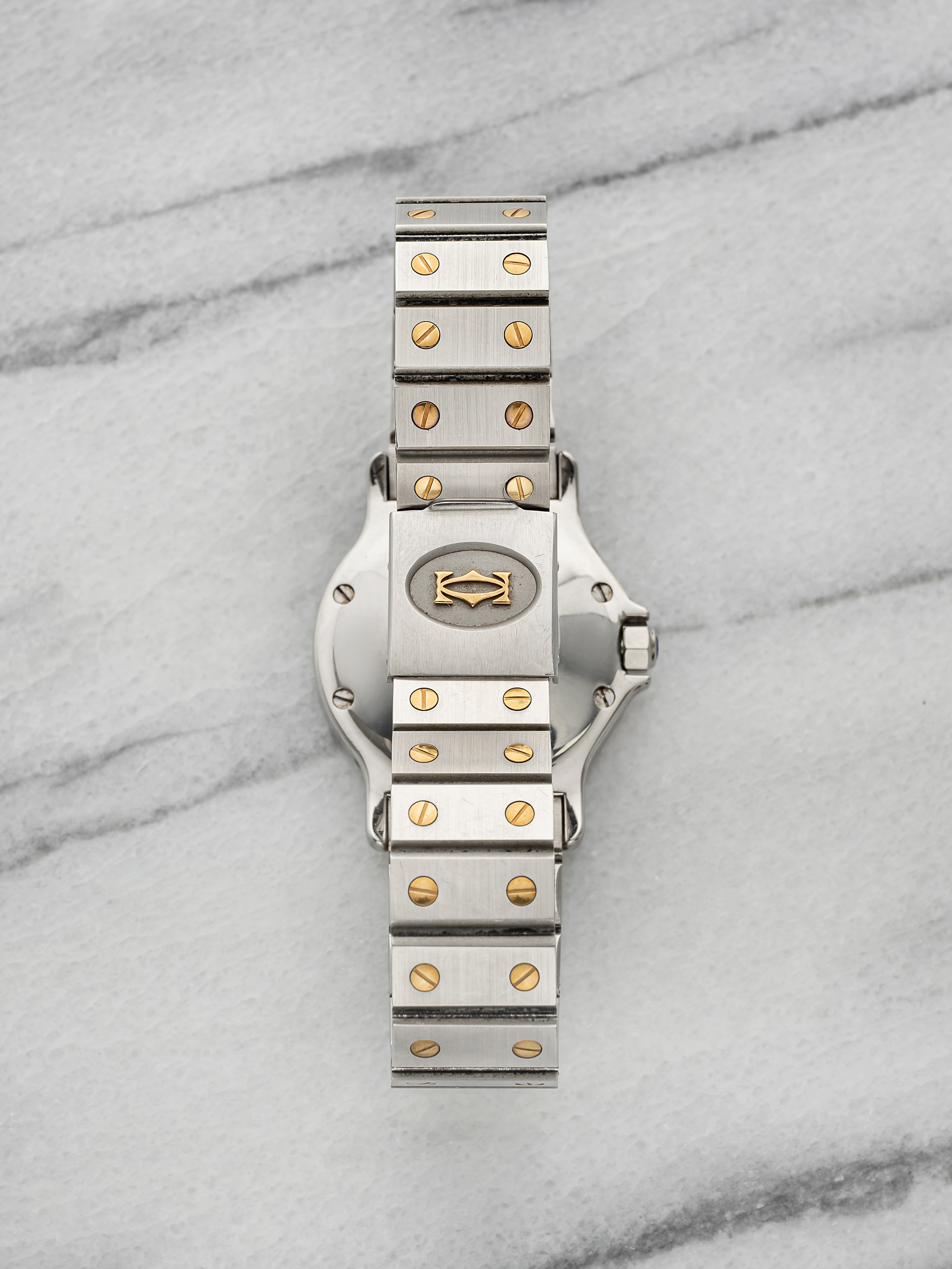 Vintage 1990s Cartier Santos Octagonal 2966 Two-Tone White Roman Dial Auto 30mm