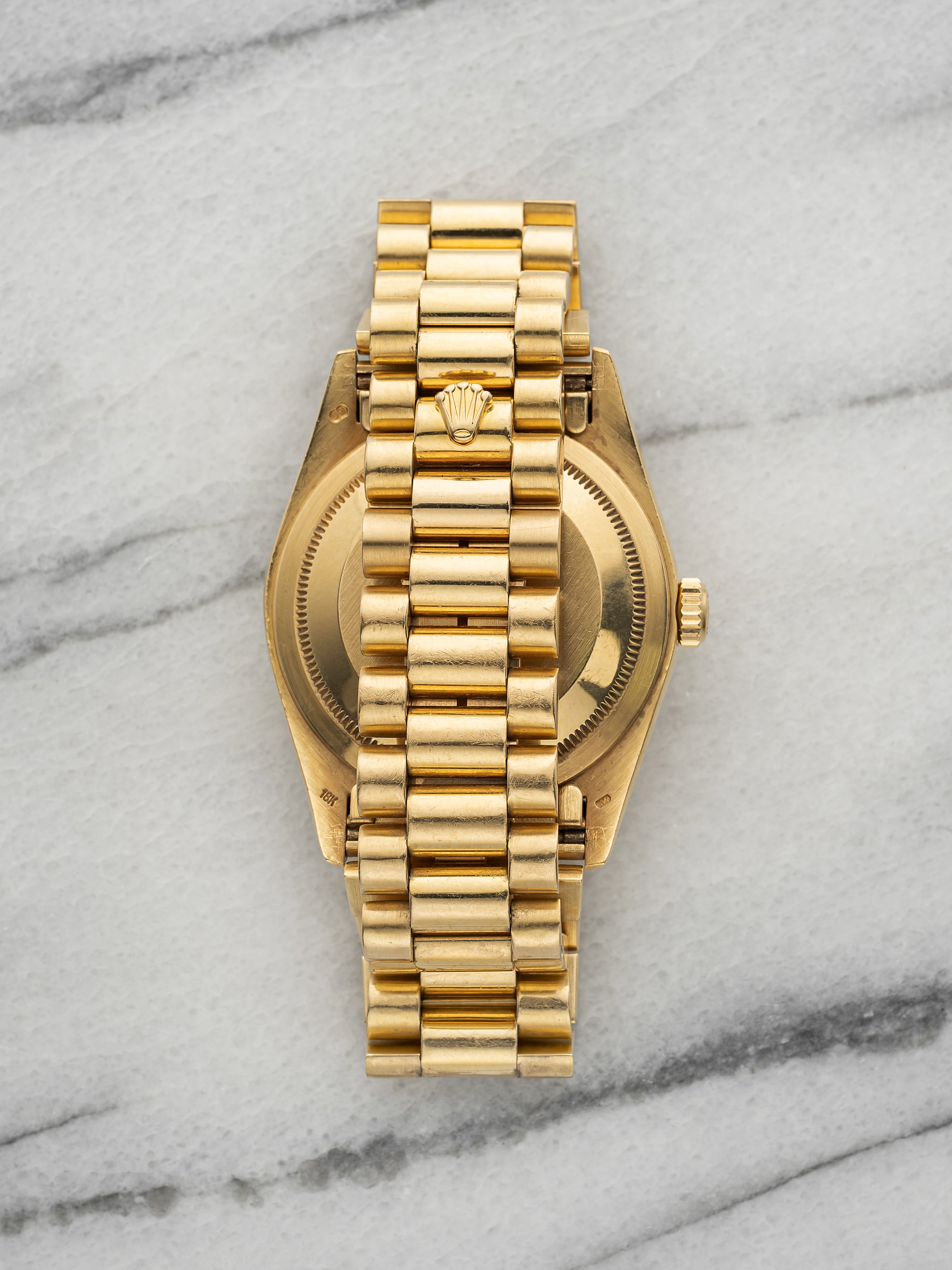 Vintage 1990 Rolex Day-Date 18238 18K Yellow Gold Blue Dial Automatic 36mm