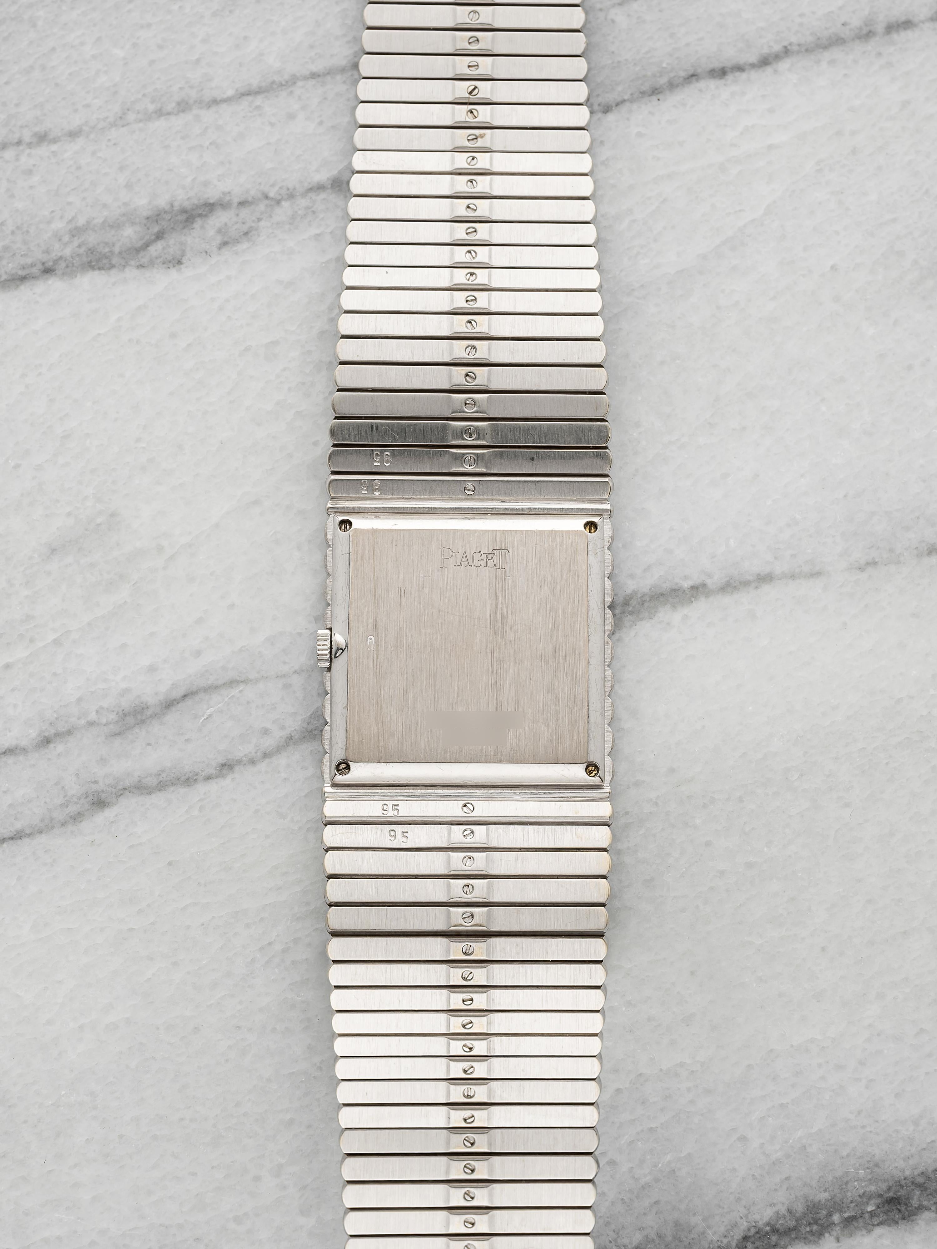 Vintage 1980s Piaget 9131C520 18K WG Diamond Pave Sapphire Indices Manual 24mm