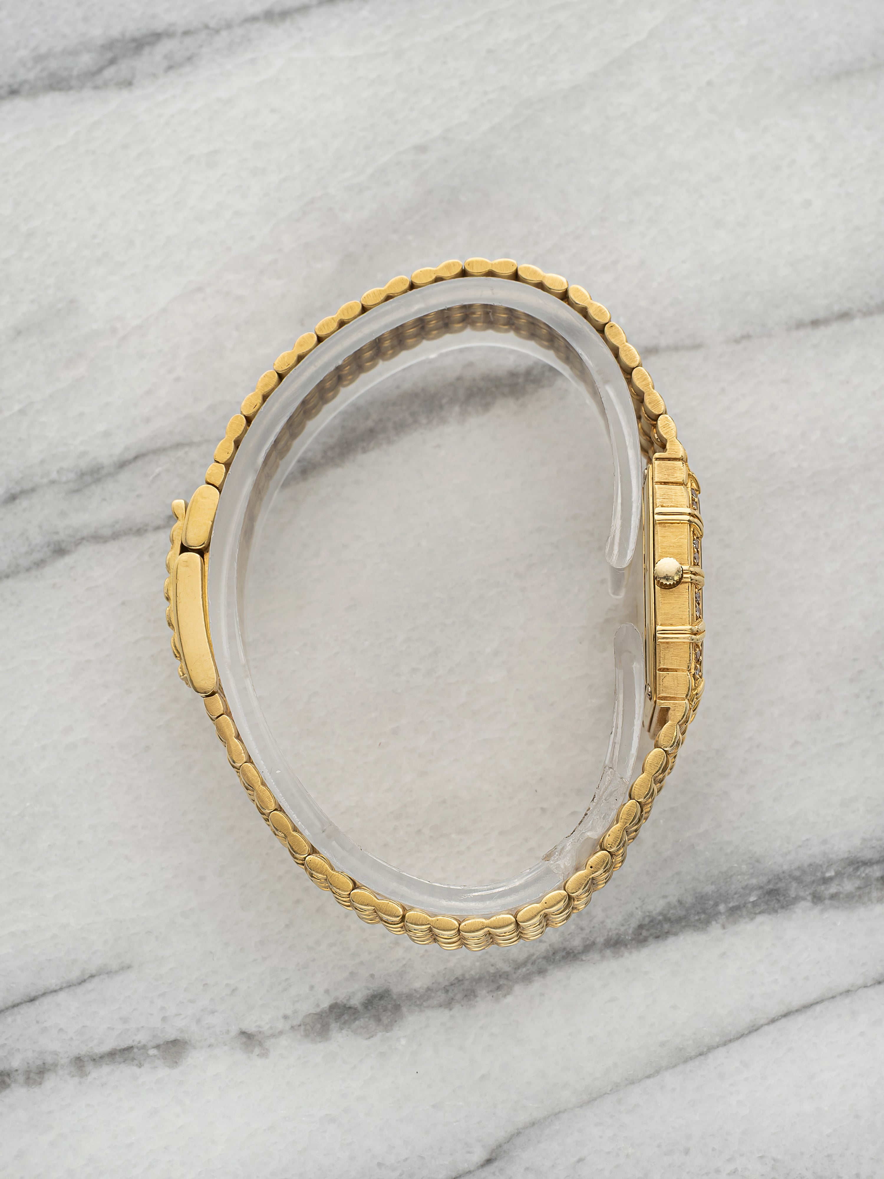 Vintage 1990s Audemars Piguet Ladies Bamboo 18K YG Diamond Emerald Dial 20mm