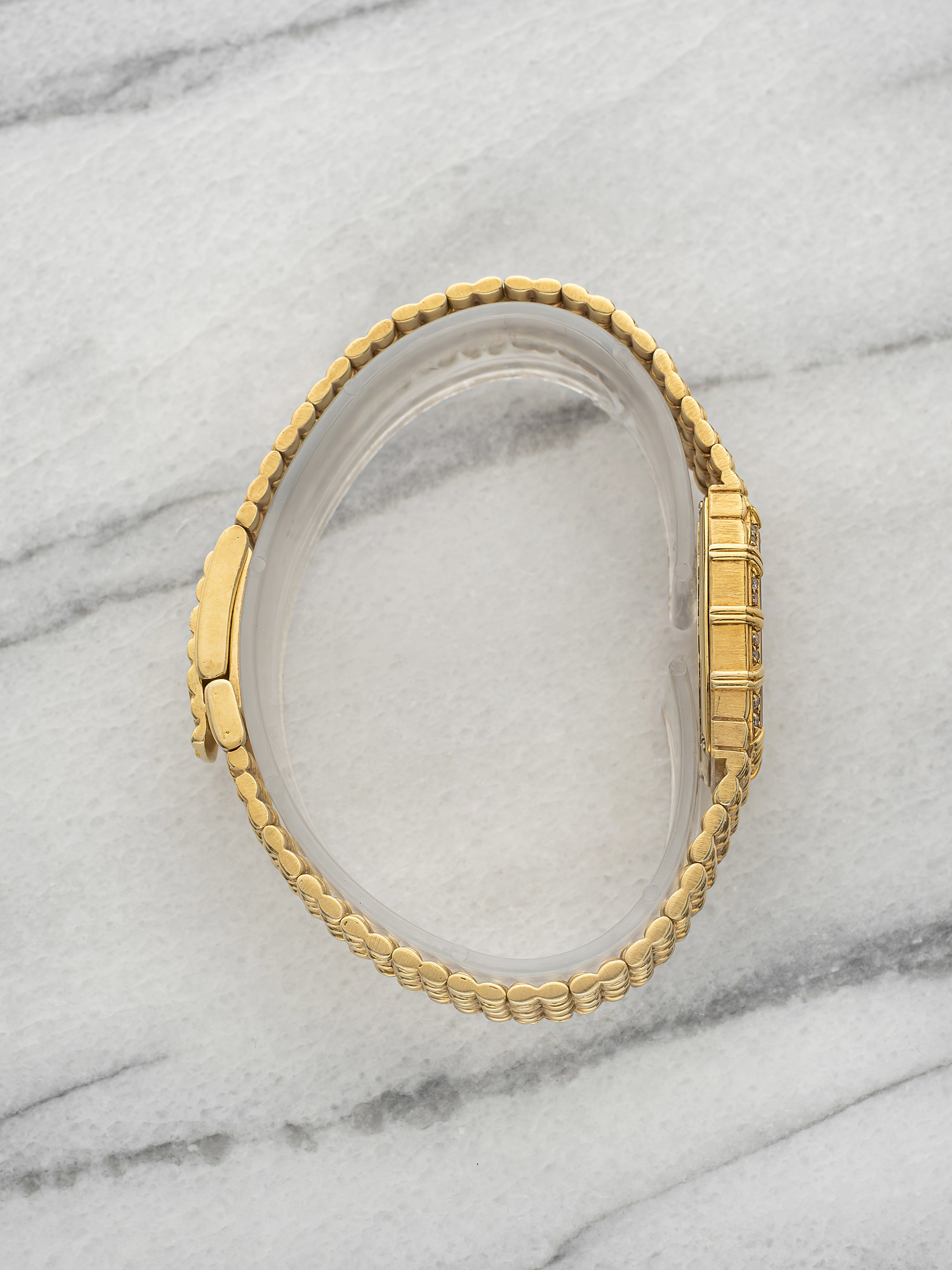 Vintage 1990s Audemars Piguet Ladies Bamboo 18K YG Diamond Emerald Dial 20mm