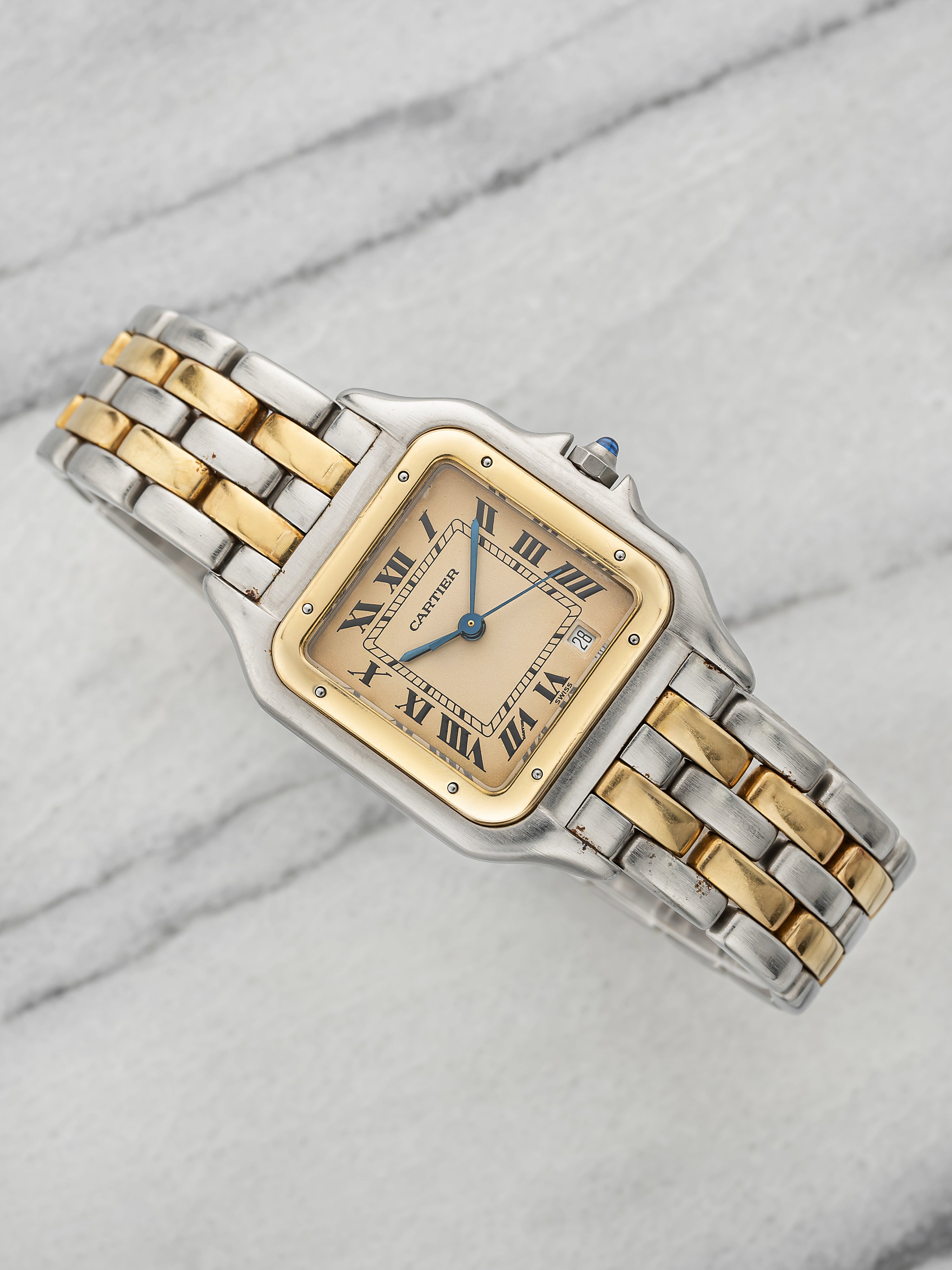 Vintage 1990s Cartier Panthere 83949 Two-Tone Cream Roman Dial Quartz 27mm