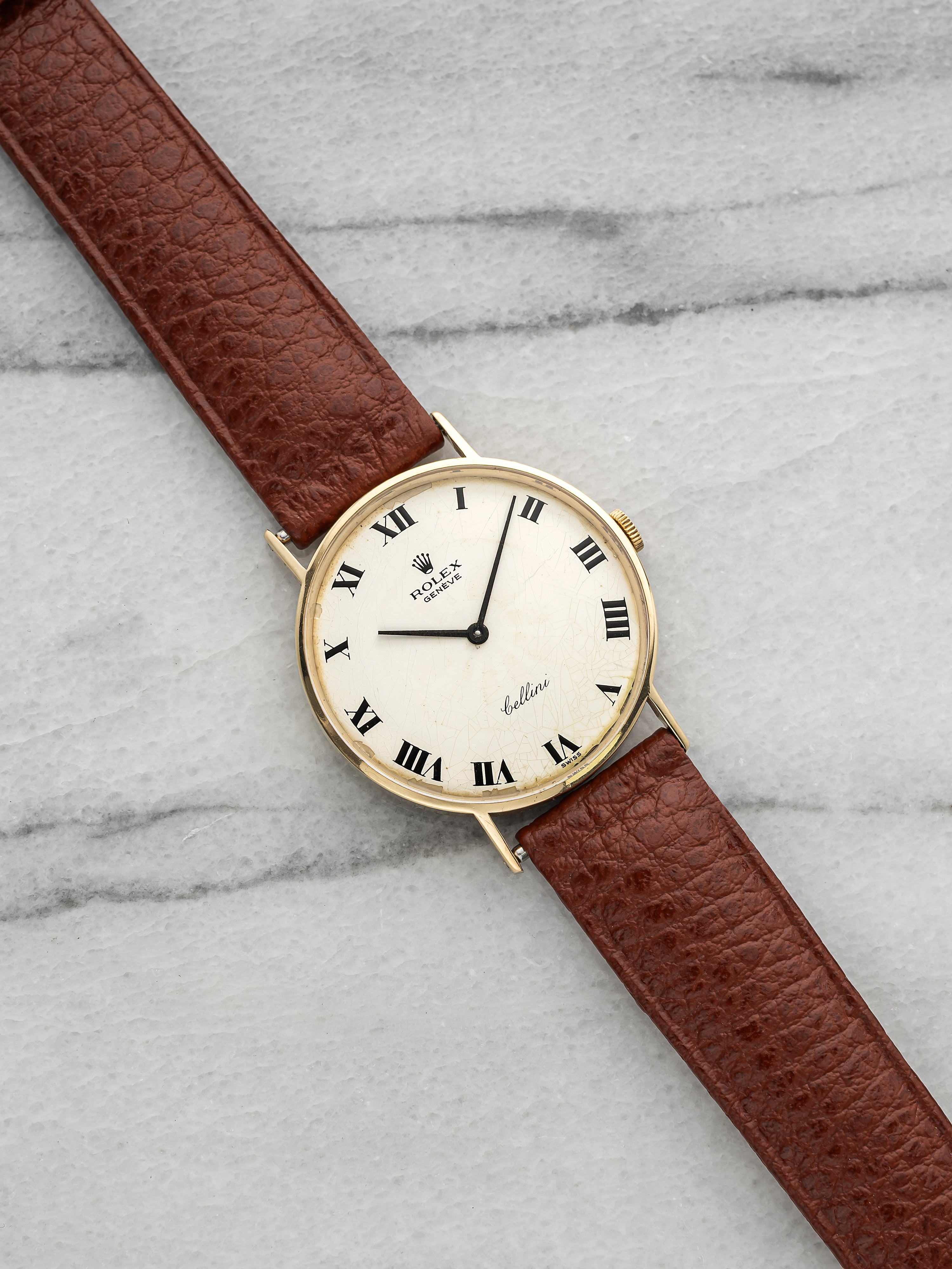 Vintage 1960s Rolex Cellini 3833 14K Yellow Gold White Roman Dial Manual 32mm