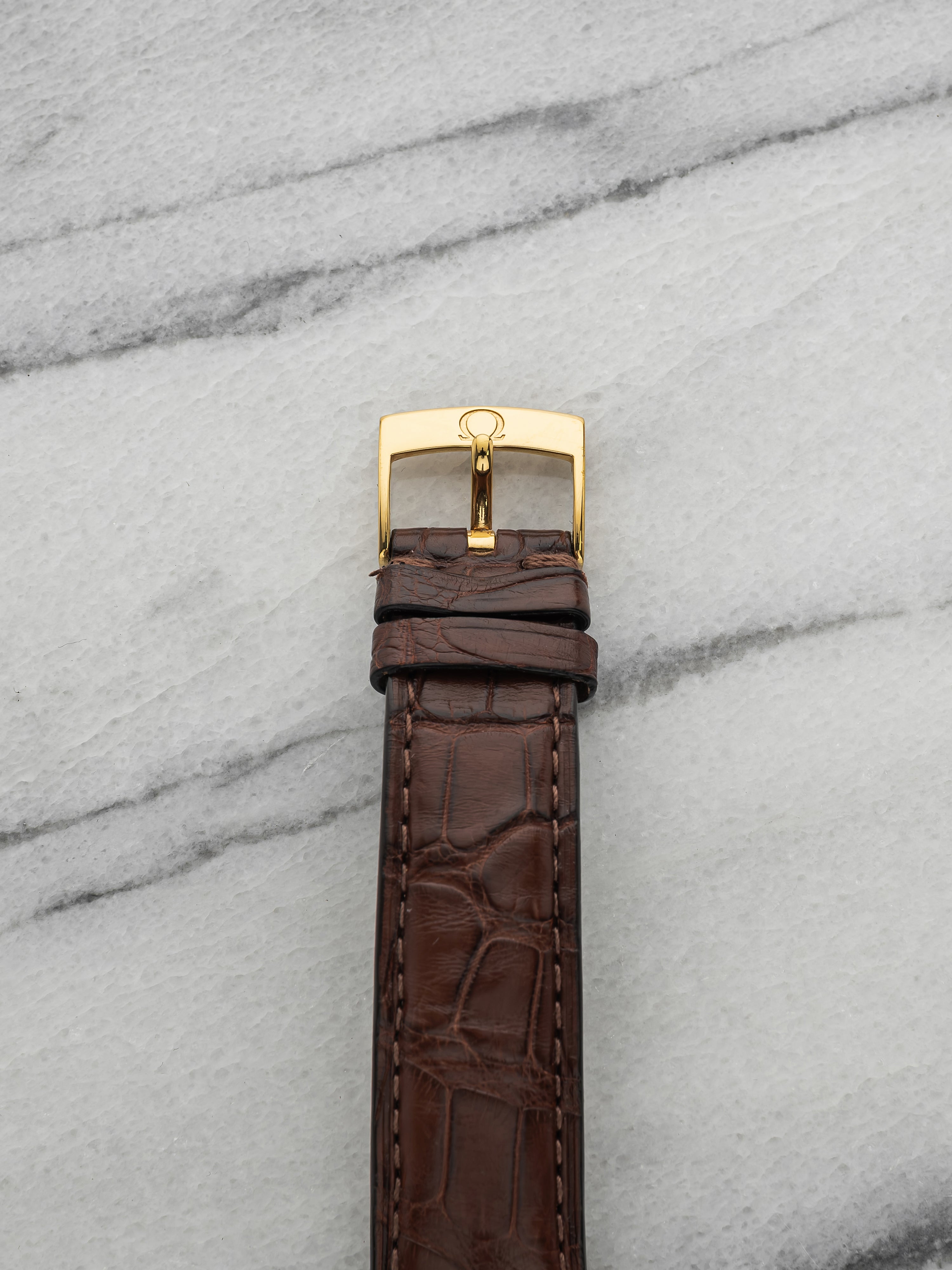 Vintage 1950s Omega Seamaster 2575 SC Capped Gold Silver Dial Auto 35mm