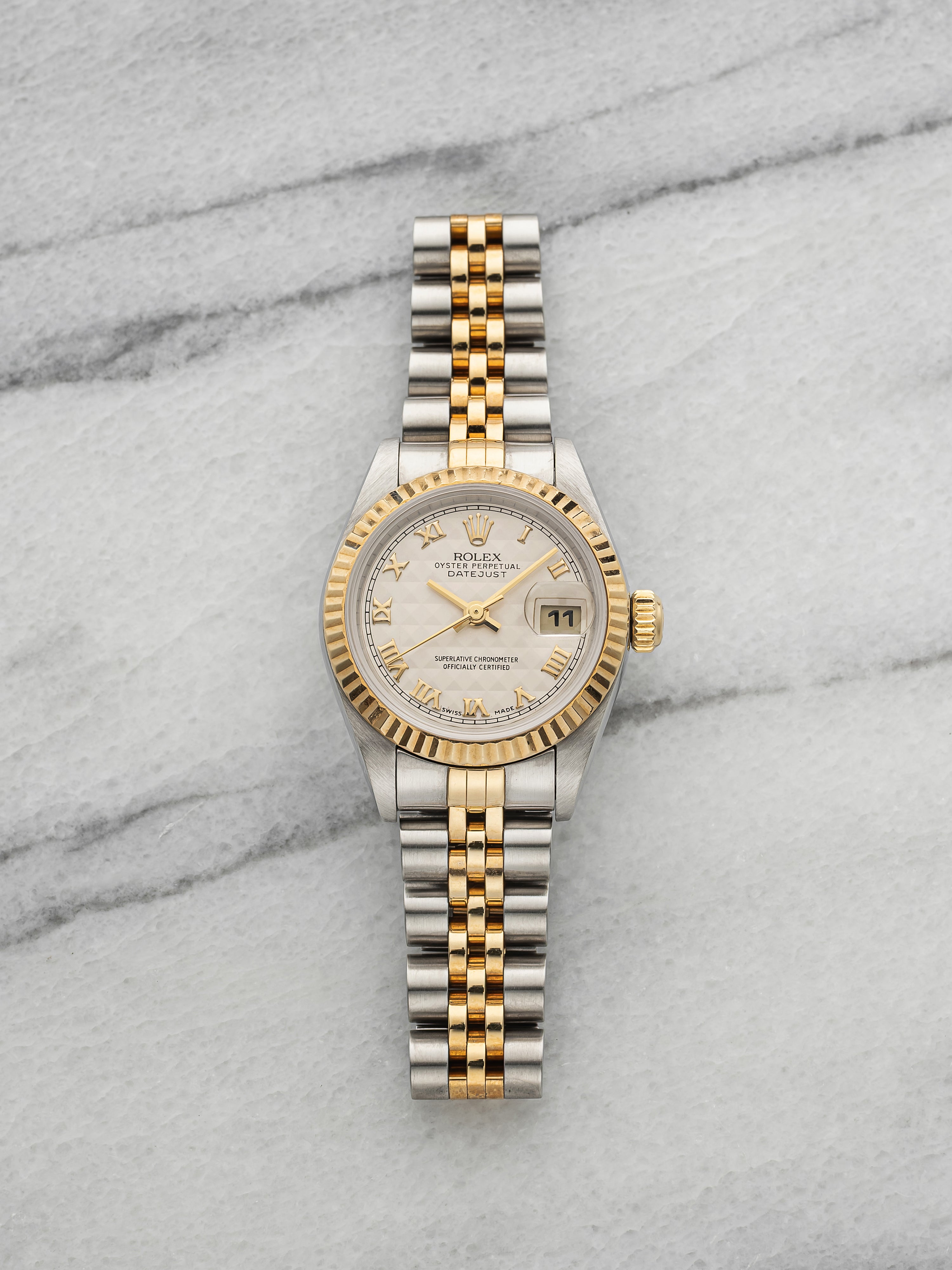 1999 Rolex Lady Datejust 79173 Two-Tone White Pyramid Roman Dial Automatic 26mm