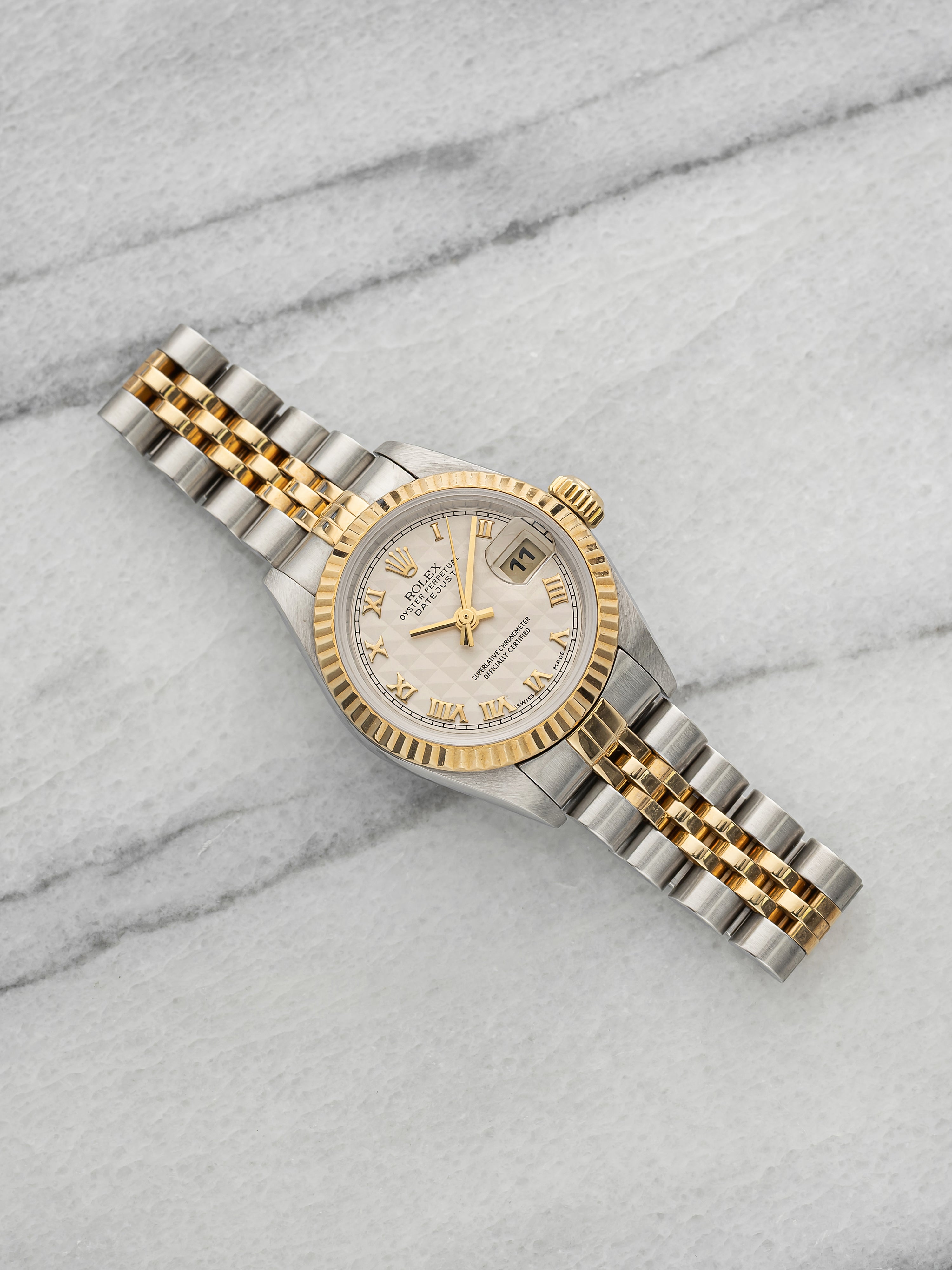 1999 Rolex Lady Datejust 79173 Two-Tone White Pyramid Roman Dial Automatic 26mm