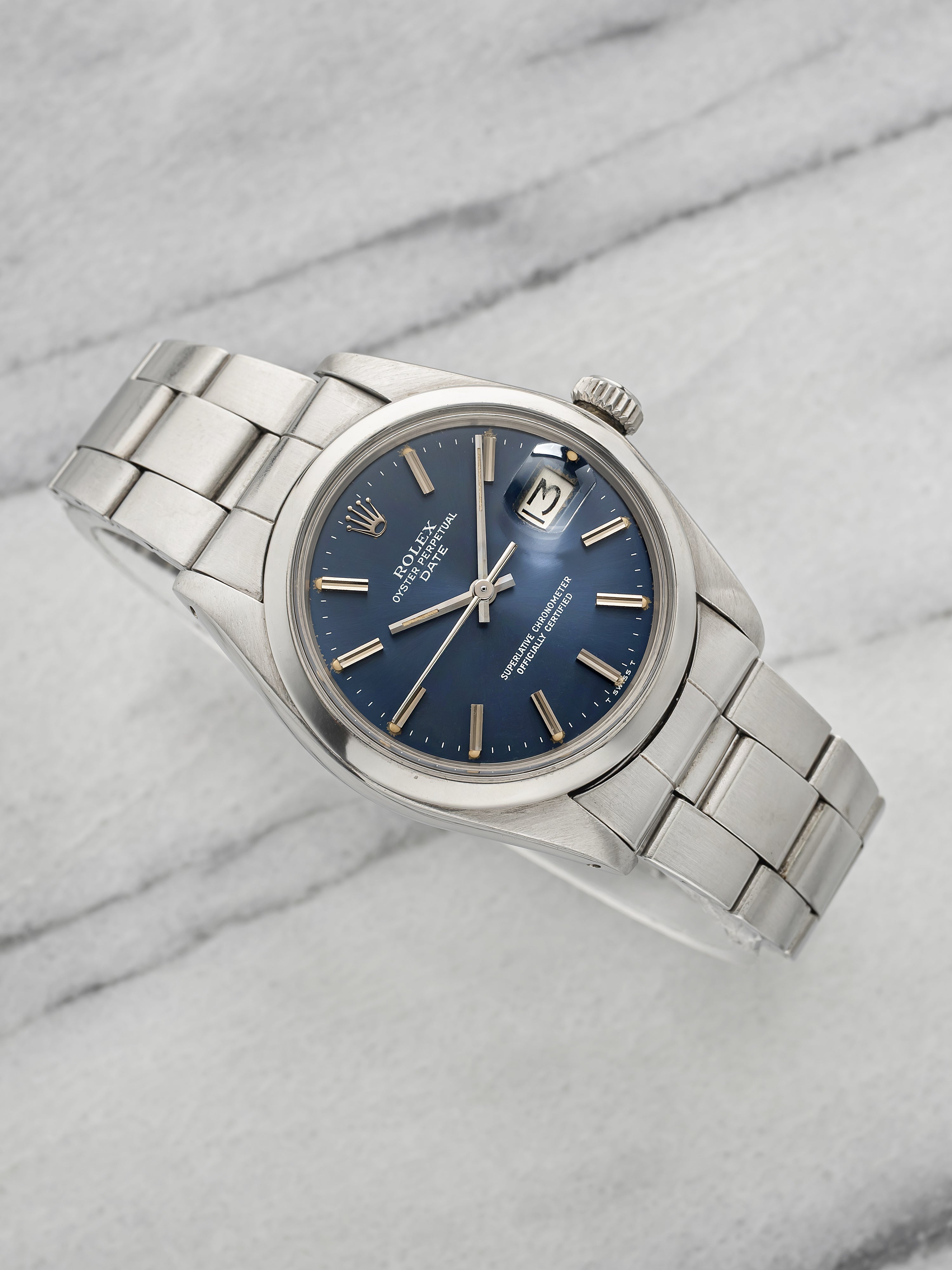 Vintage 1978 Rolex Oyster Perpetual Date 1500 Steel Blue Dial Auto 36mm