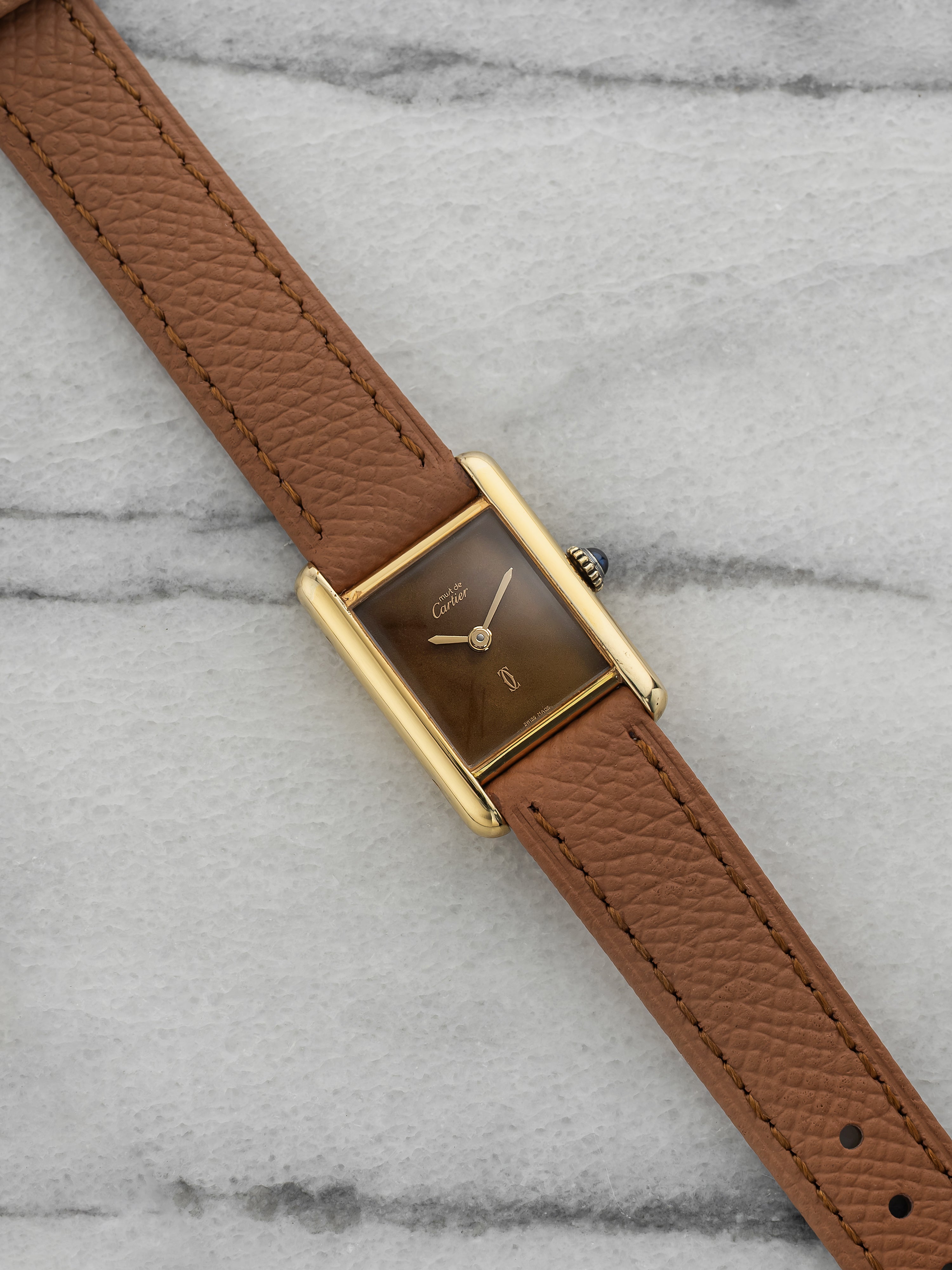 Vintage 1979 Cartier Must Tank Vermeil Tortoiseshell Dial Manual 21mm