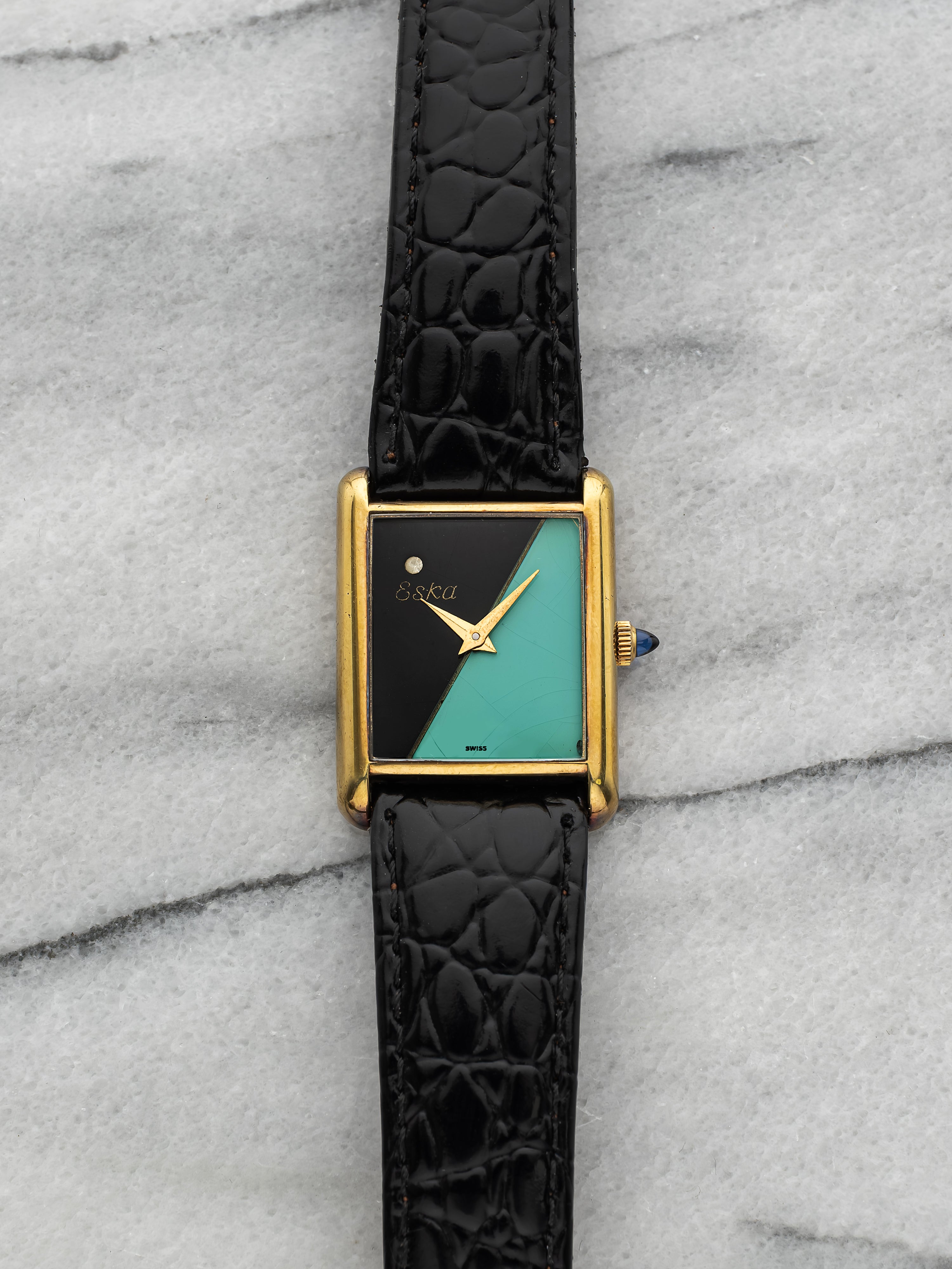 Eska Tank - Turquoise and Black Lacquered Dial