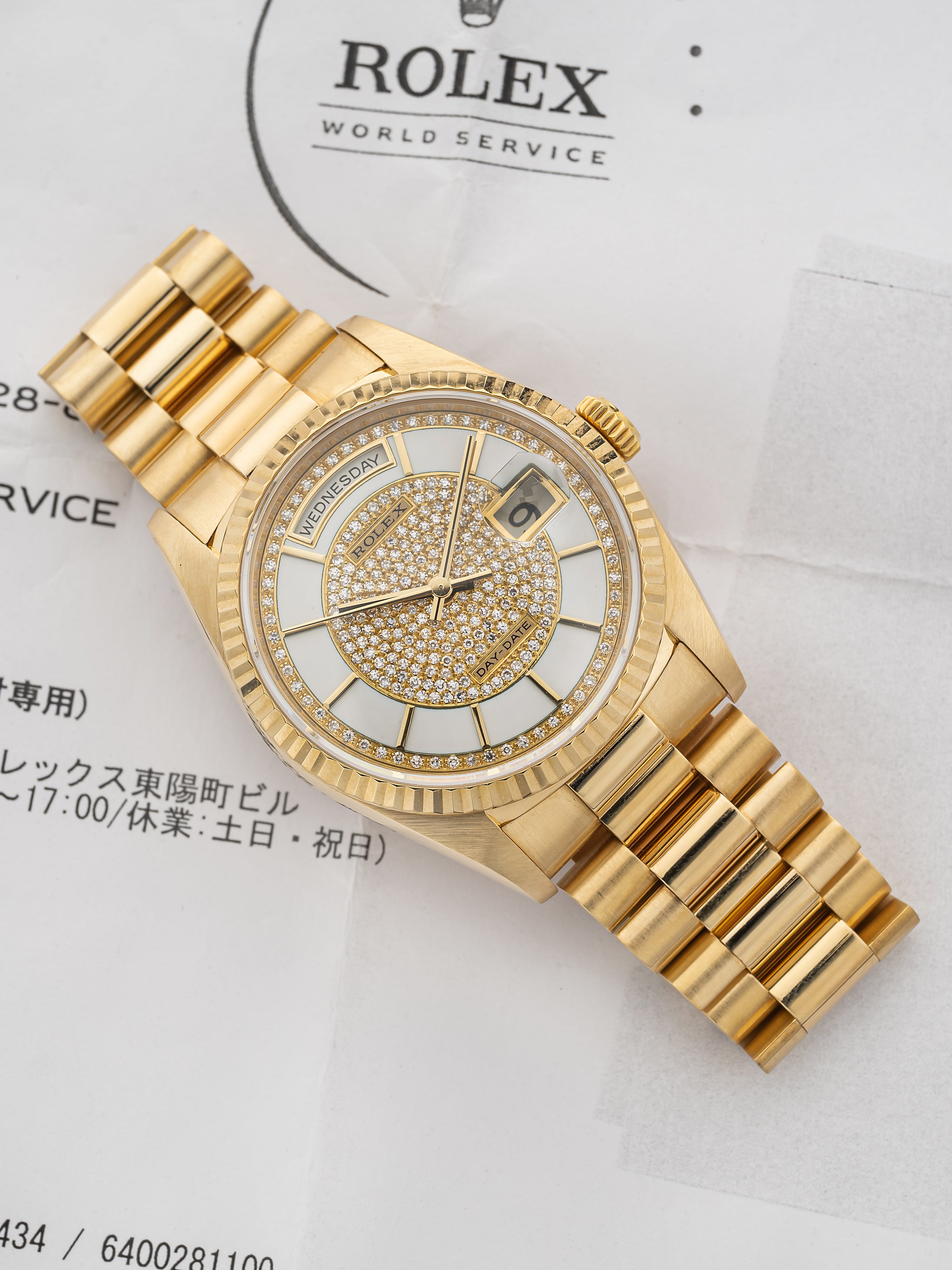 1990 Rolex Day-Date 18238 Carousel - Pave Dial