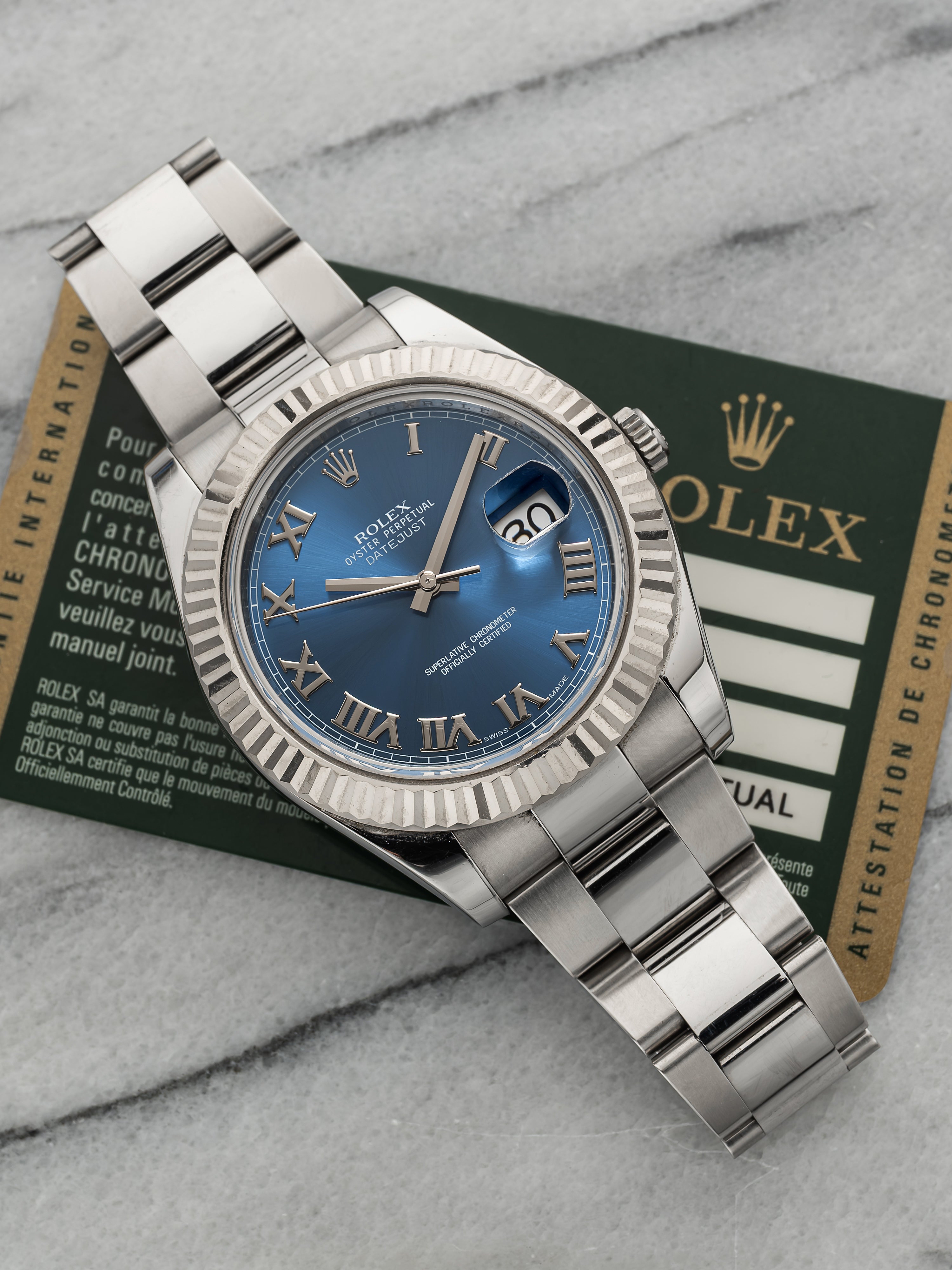 2010 Rolex Datejust II 116334 - Saudi Khanjar Engraving, Blue Dial