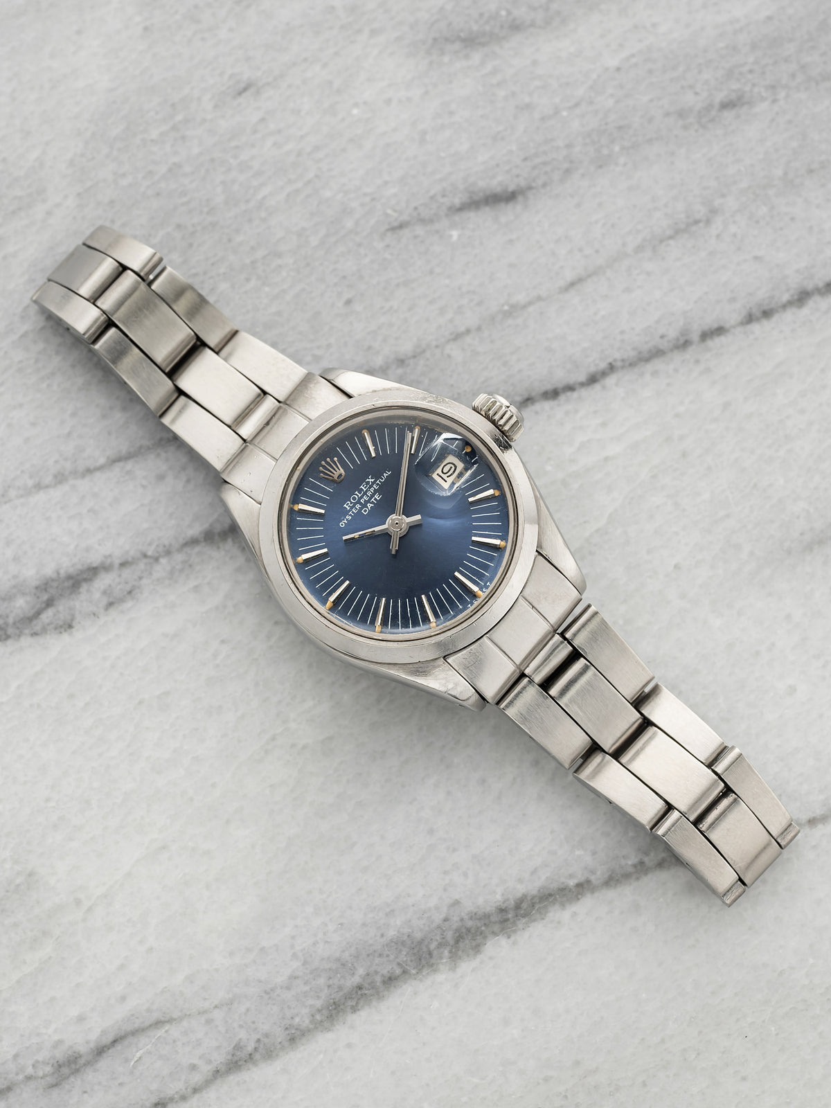 Vintage 1974 Rolex Lady Oyster Perpetual Date 6916 Steel Blue Dial Manual 28mm