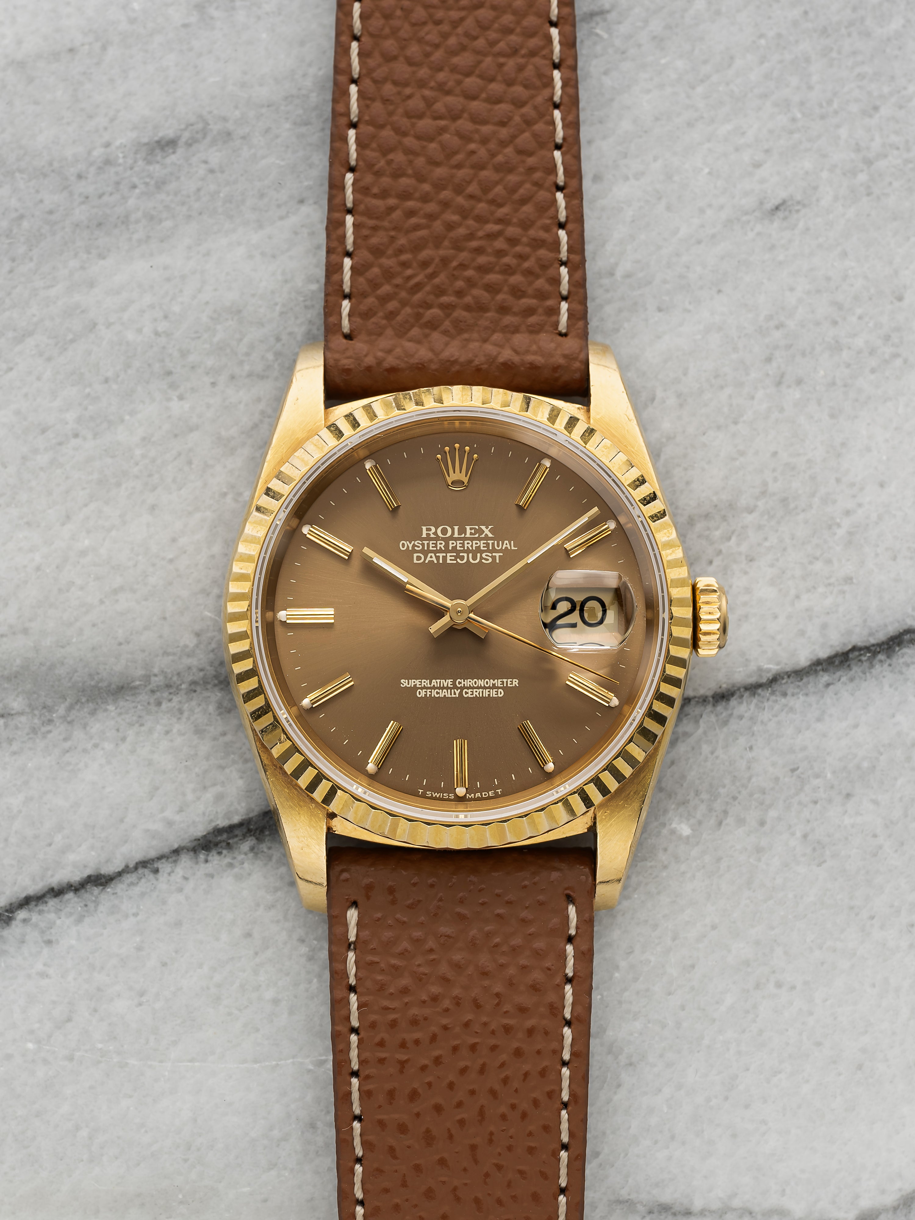 1996 Rolex DateJust 16238 - Yellow Gold, Mocha Sunburst Dial