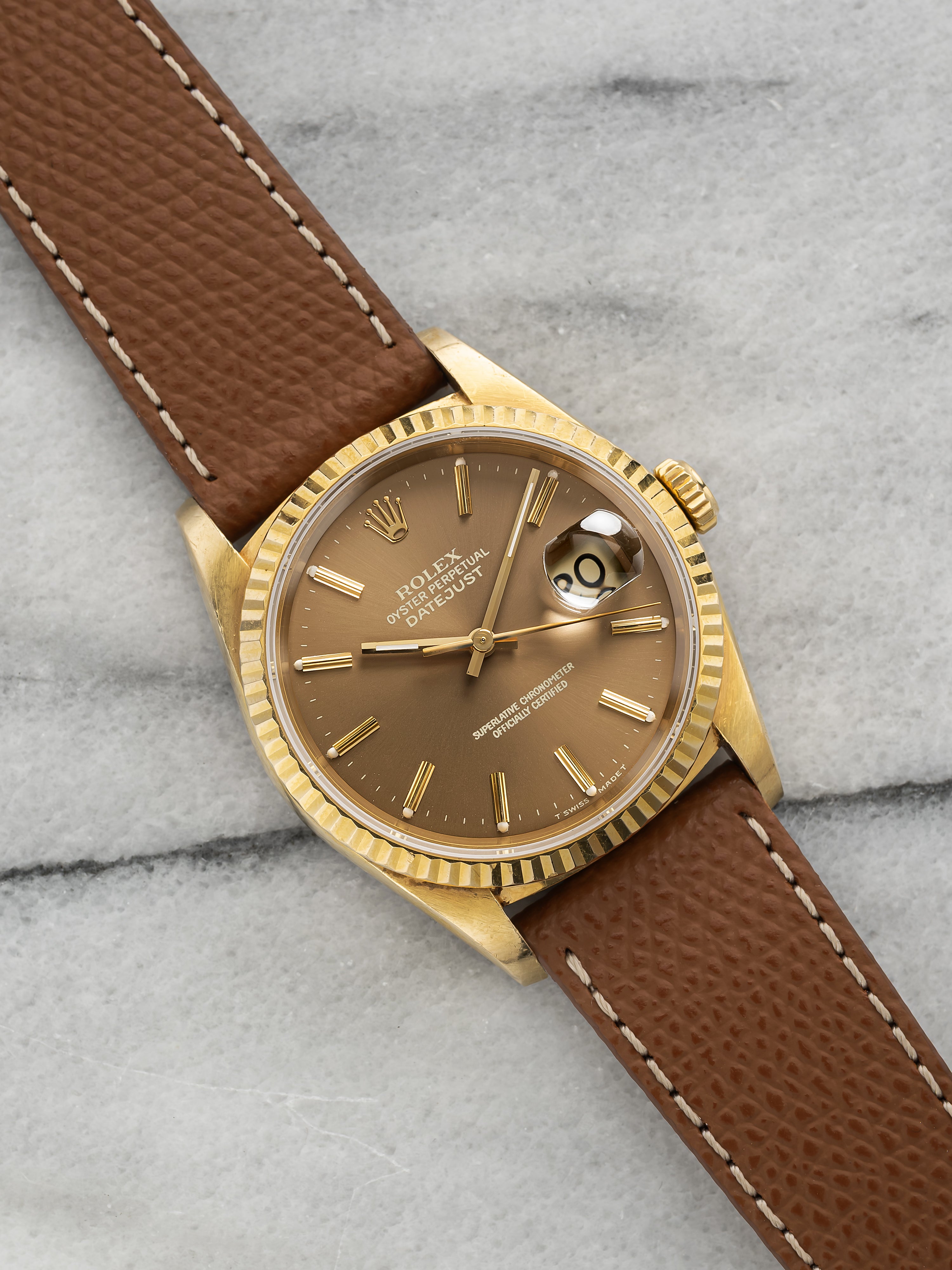 1996 Rolex DateJust 16238 - Yellow Gold, Mocha Sunburst Dial