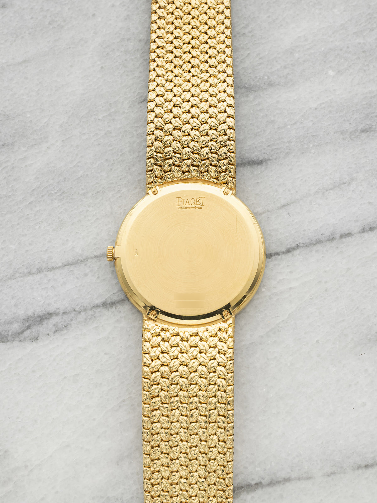 Vintage 1980s Piaget 8066 18K Yellow Gold Diamond & Onyx Stone Dial Quartz 33mm