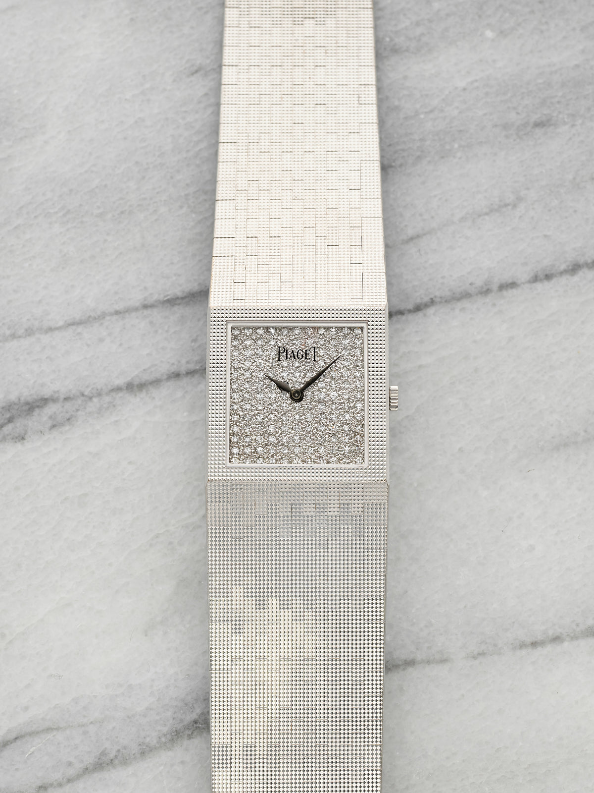 Vintage 1970s Piaget Lady 9131 18K White Gold Diamond Pave Dial Manual 25mm