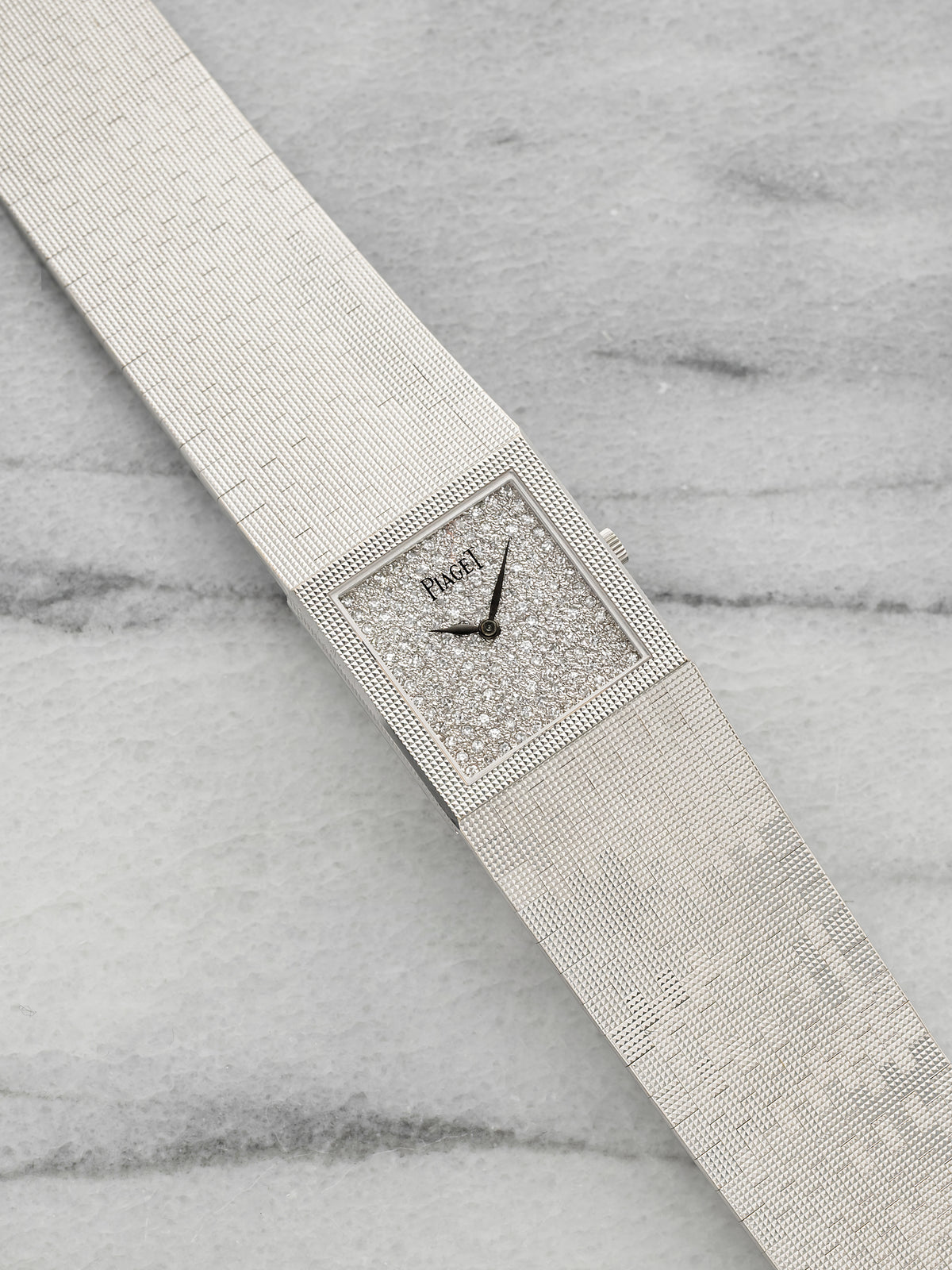 Vintage 1970s Piaget Lady 9131 18K White Gold Diamond Pave Dial Manual 25mm